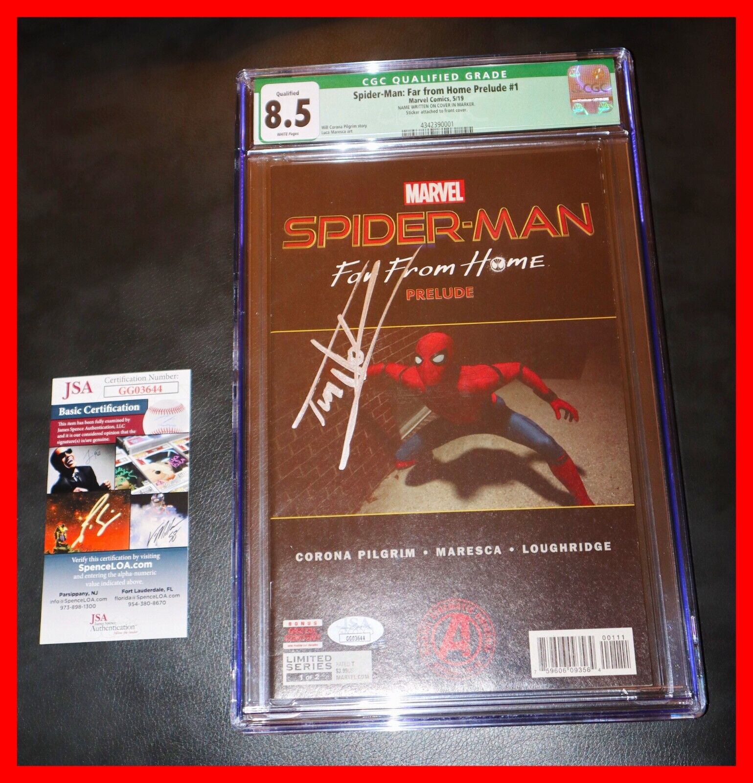 🔥 Spiderman Far From Home Prelude #1 CGC 8.5 TOM HOLLAND Signed Spider-Man JSA