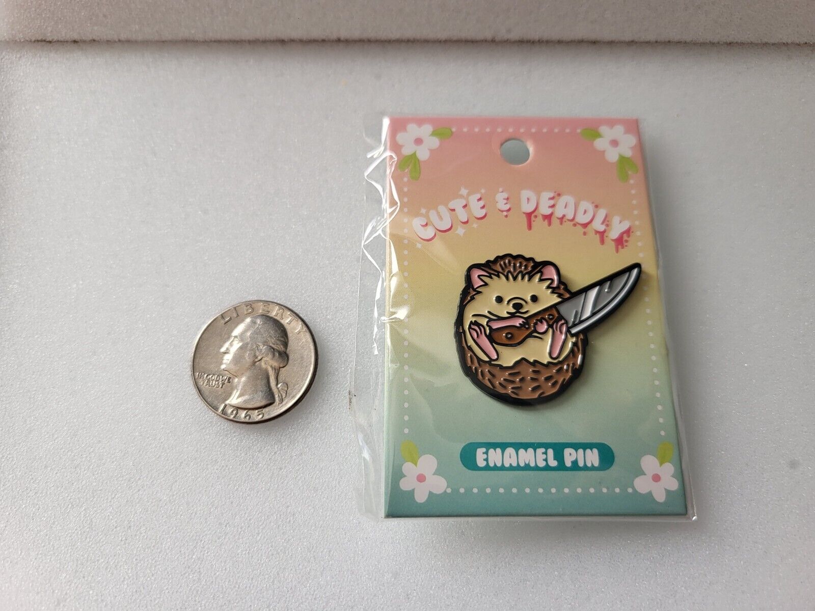 Cute & Deadly hedgehog Knife enamel pin 