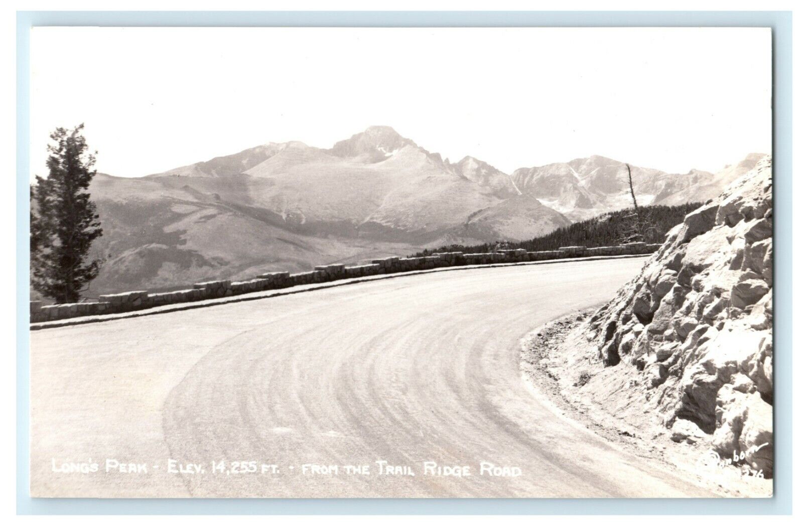 c1940\'s Long\'s Peak From Trail Ridge Road Colorado Vintage RPPC Photo Postcard