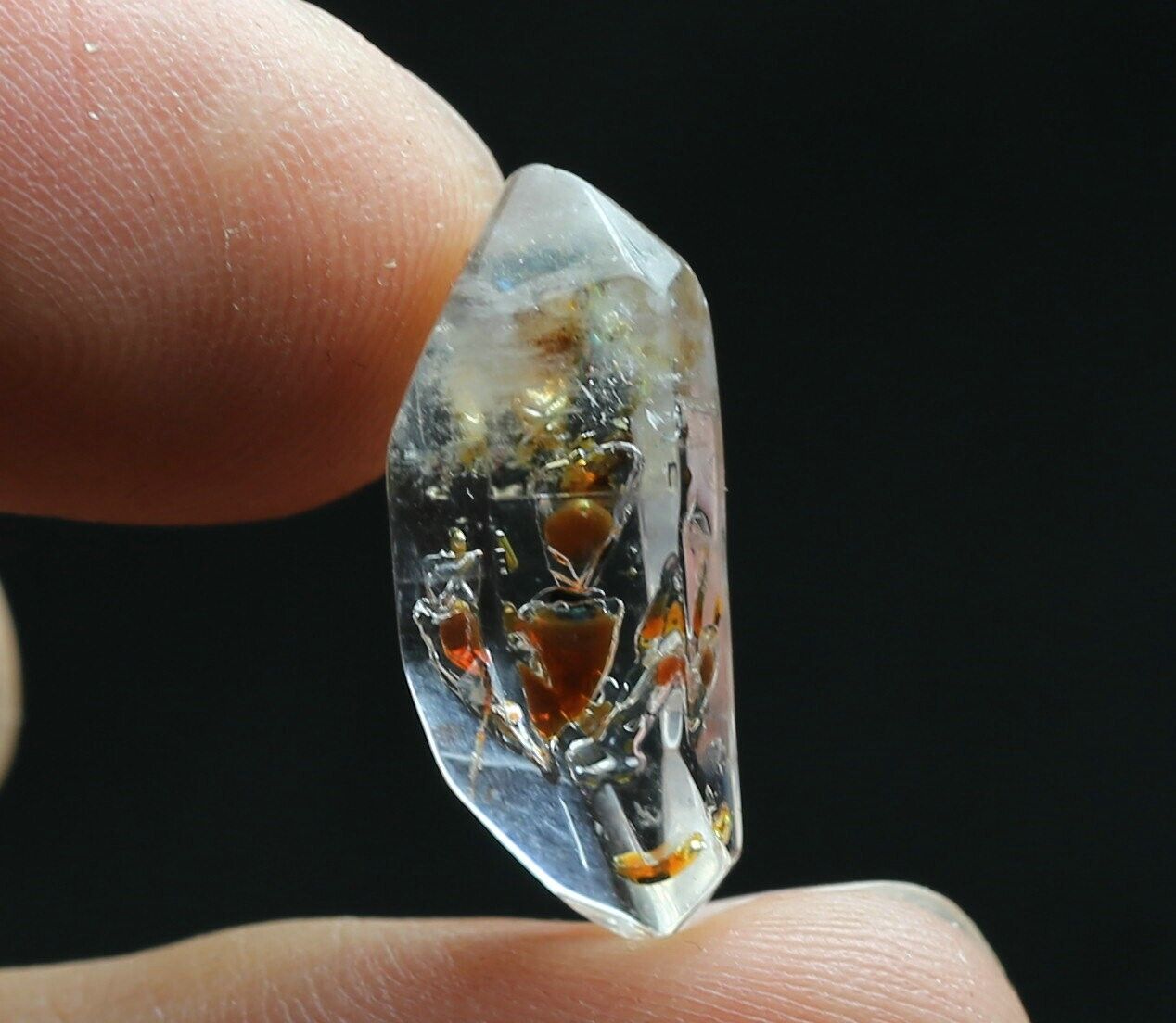 Rare Herkimer Diamond fluorescence Oil bladder Crystal+Big moving Water Droplets