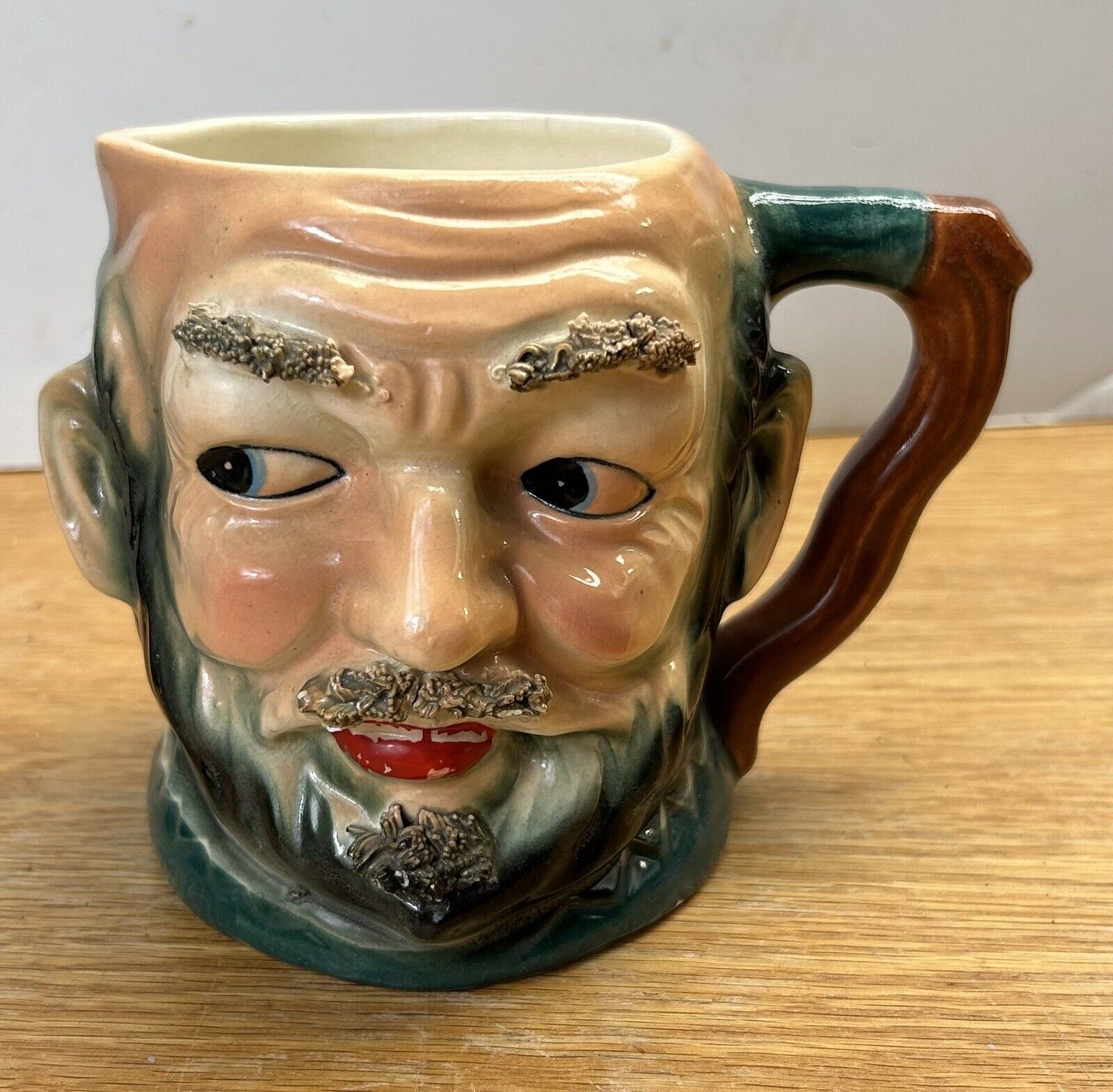 Antique Toby Mug Old Scared Paranoid Inn Keeper Store Owner Look Ceramic Art