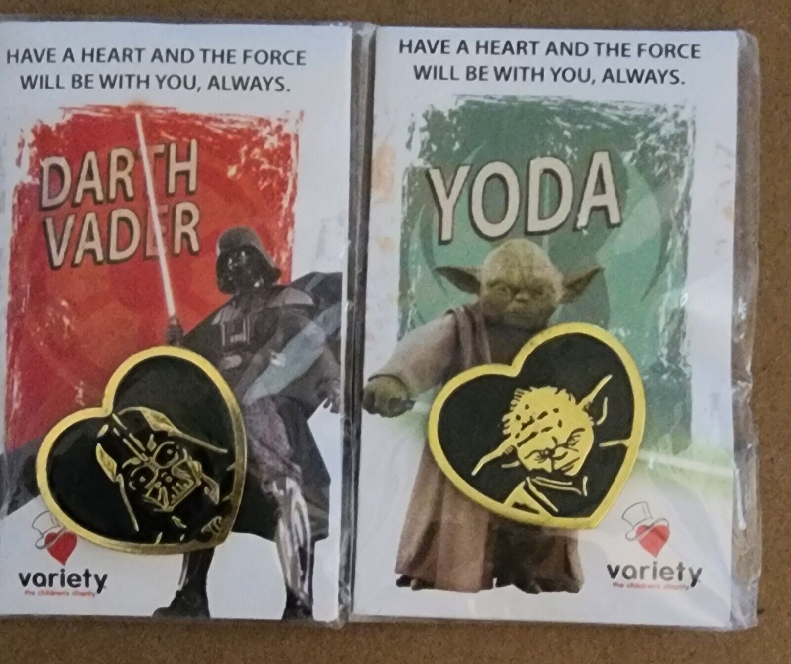 Lot 2 Star Wars Variety For Charity  Childrens Pins Yoda & Darth Vader