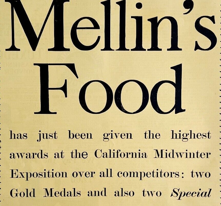 Mellin\'s Food California Midwinter Expo 1894 Advertisement Victorian XL DWII11