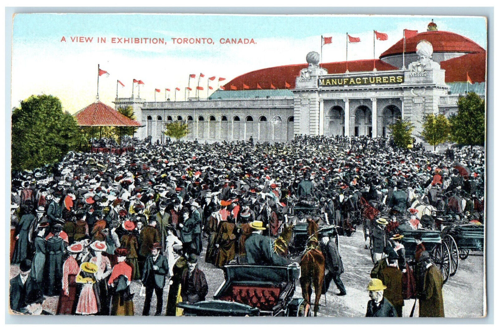 c1910 A View in Exhibition Toronto Ontario Canada Manufacturers Bldg. Postcard