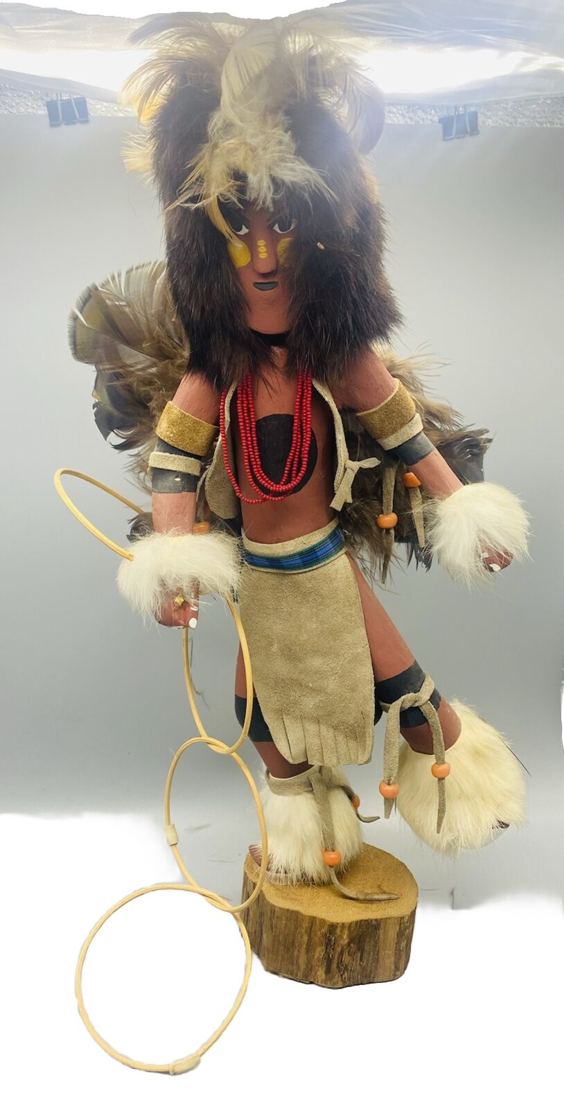 Large Native American Kachina Doll Hoop Dancer Signed 15” Tall Signed B.Beanju
