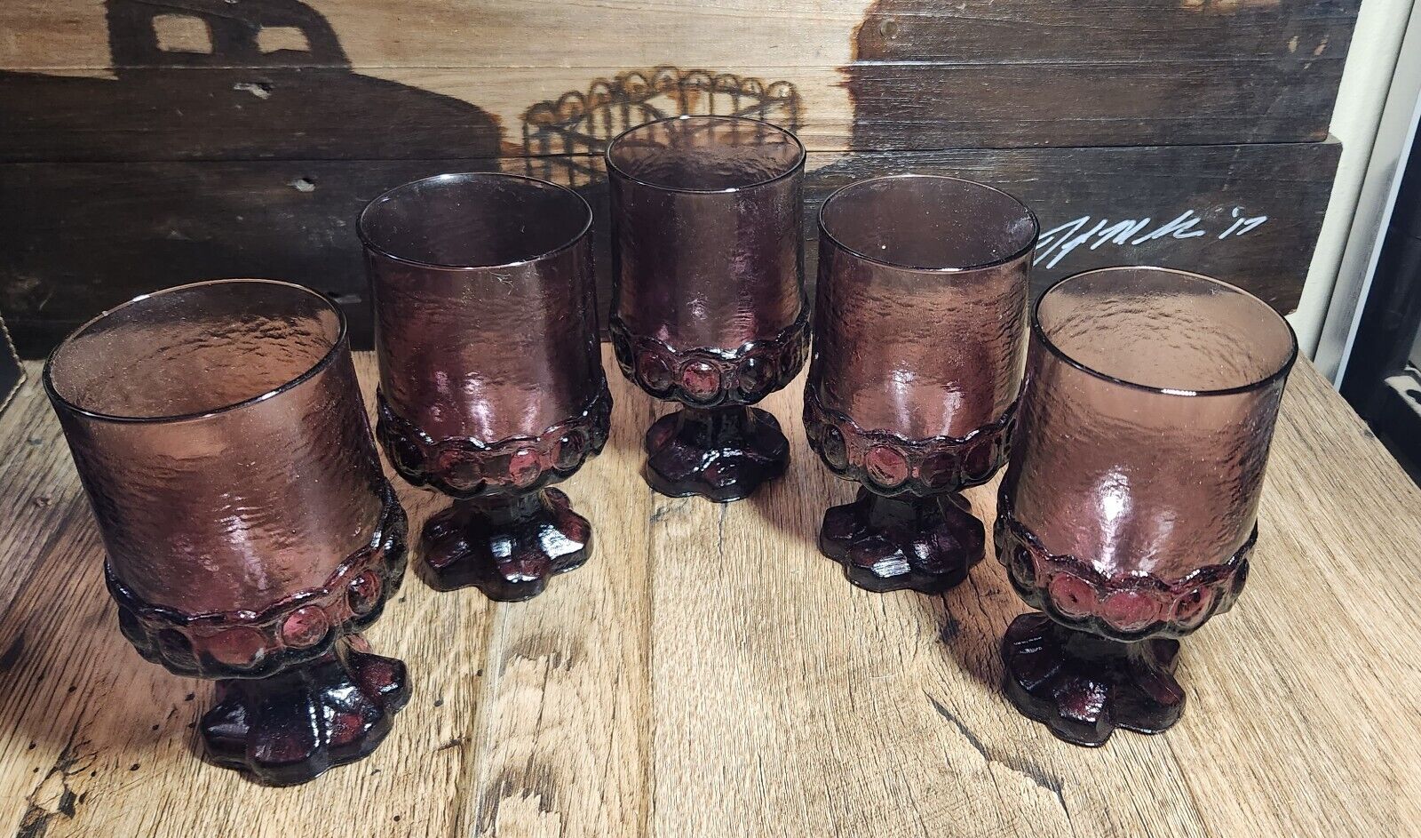 Set of 5 Vintage Tiffin Franciscan Glass Plum/Amethyst Purple 5.5\