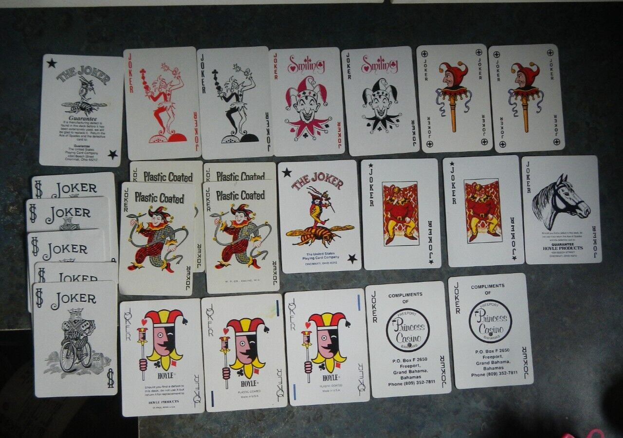 JOKERS - Lot of 24 Vintage Joker Playing Cards