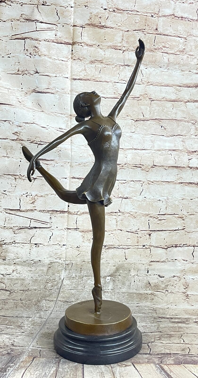 Large Signed Art Deco Tall Ballerina Dancer by Collettt Bronze Sculpture Artwork