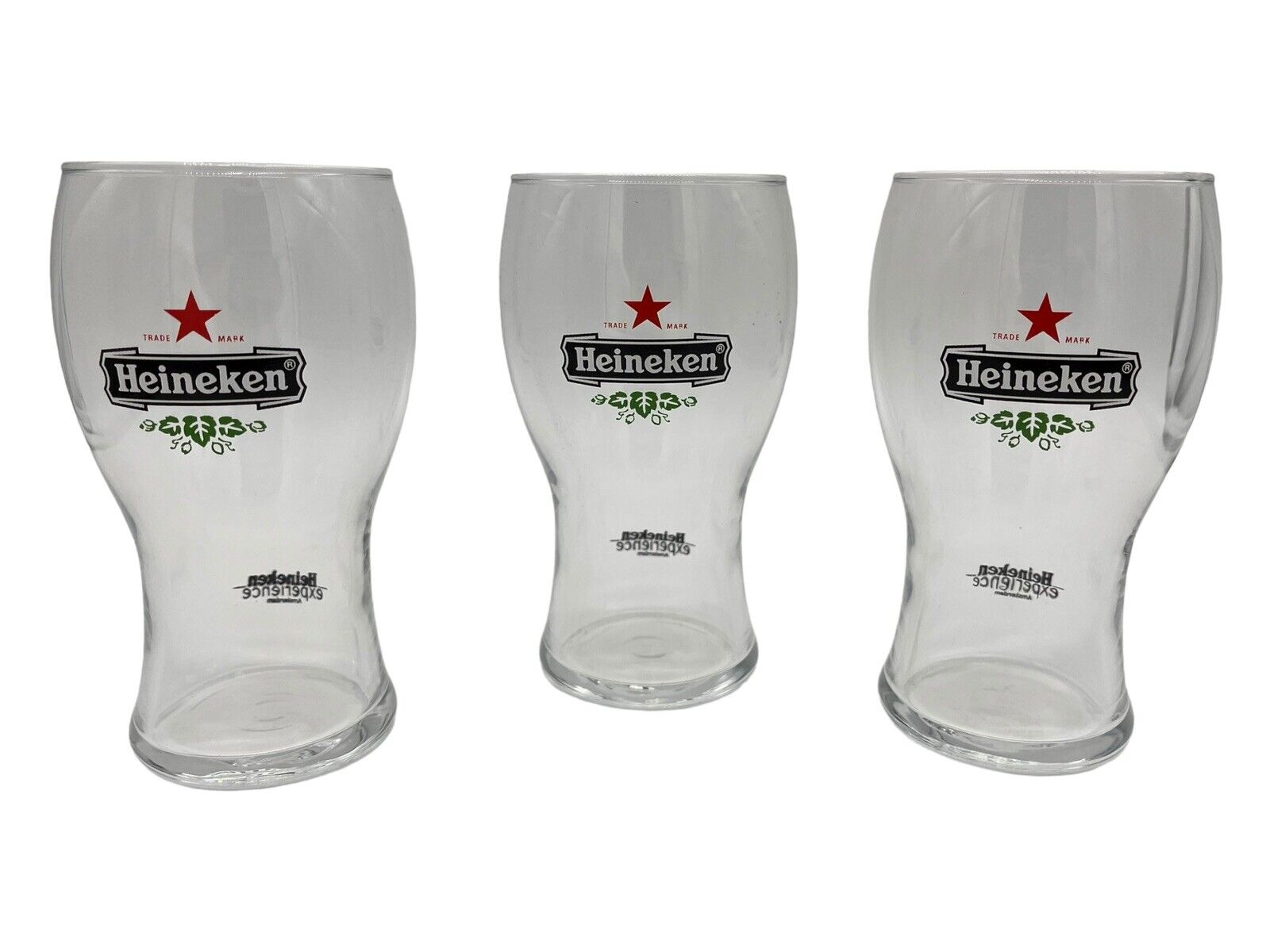 Lot of 3 Heineken Experience Amsterdam Beer Glasses - Badass