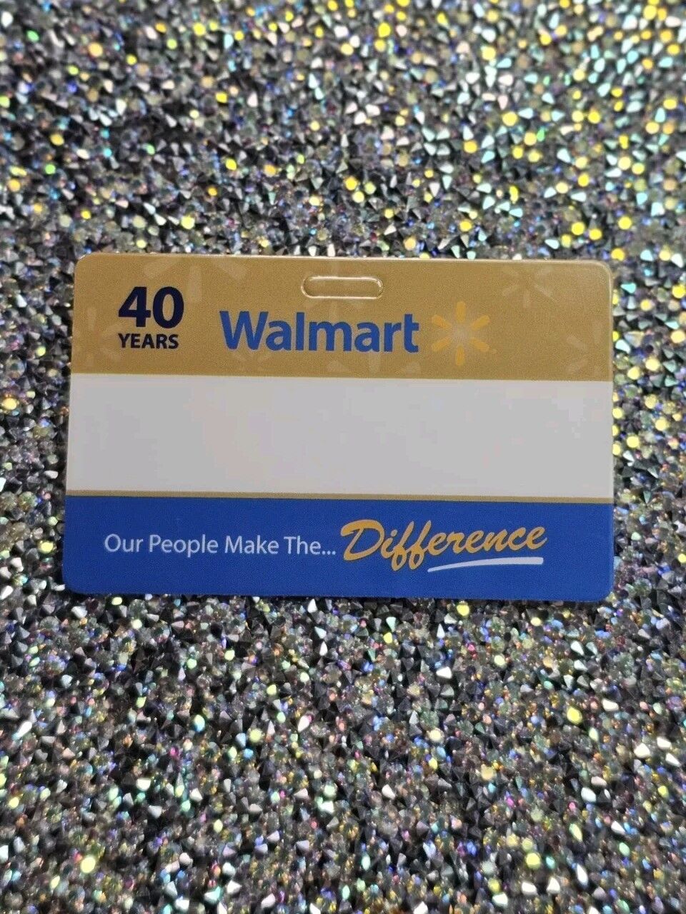 Brand New Never Worn Walmart Name Badge Gold And Blue 40 Years Of Service 