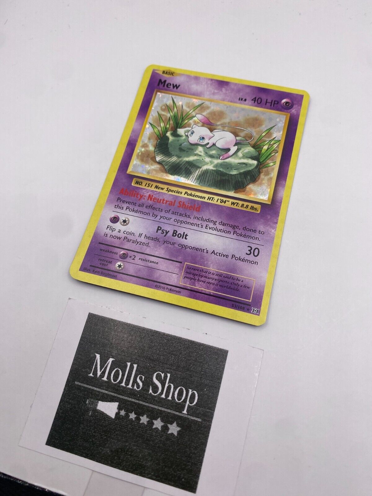 Pokemon Karte TCG Mew 53/108 XY Evolution Holo Rare 2016 Englisch Vintage