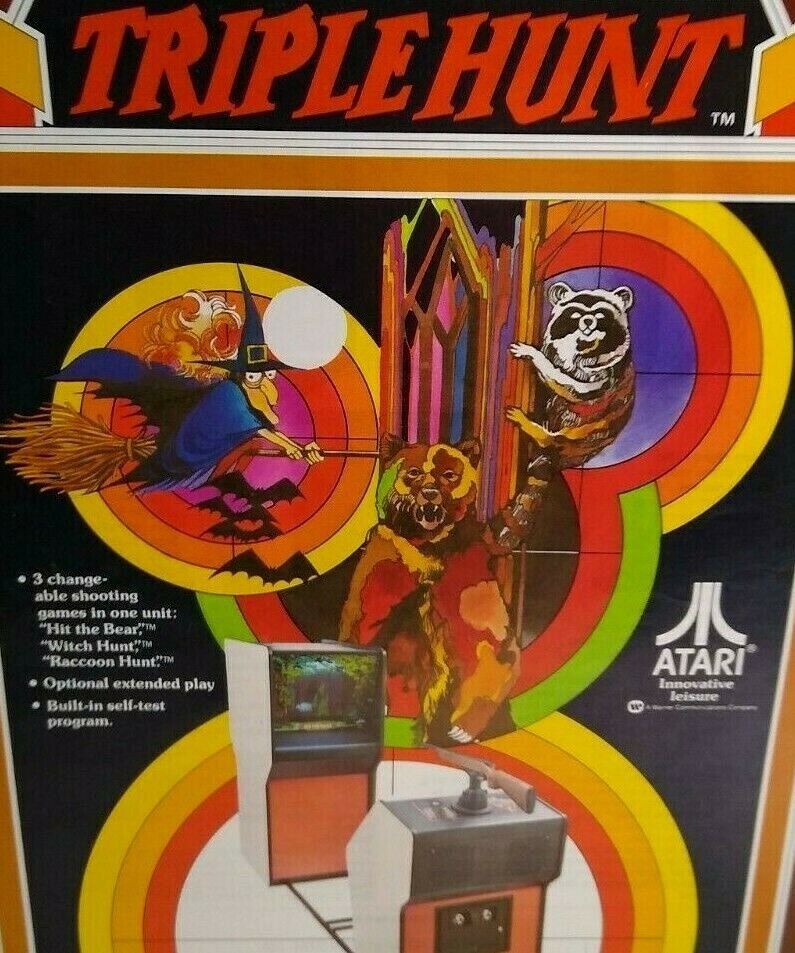 Triple Hunt Arcade FLYER Original 1977 Video Game Paper Artwork Witch Hunt Retro