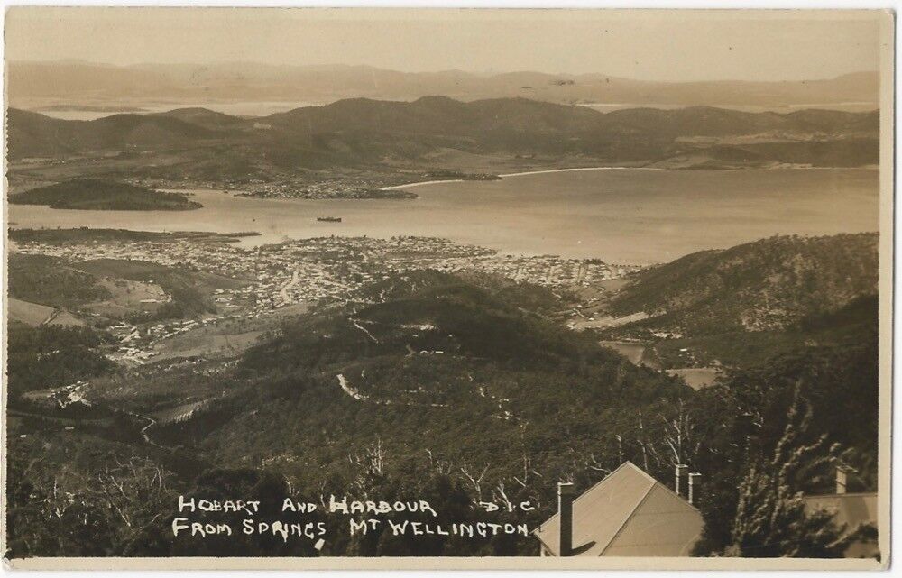 1932 Hobart & Harbour from Mount Wellington Australia Vintage Travel Postcard