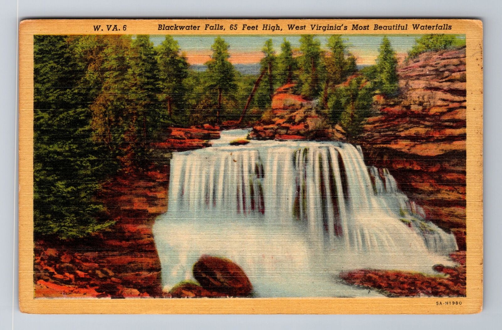 Blackwater Falls WV-West Virginia, Blackwater Falls, Antique Vintage Postcard
