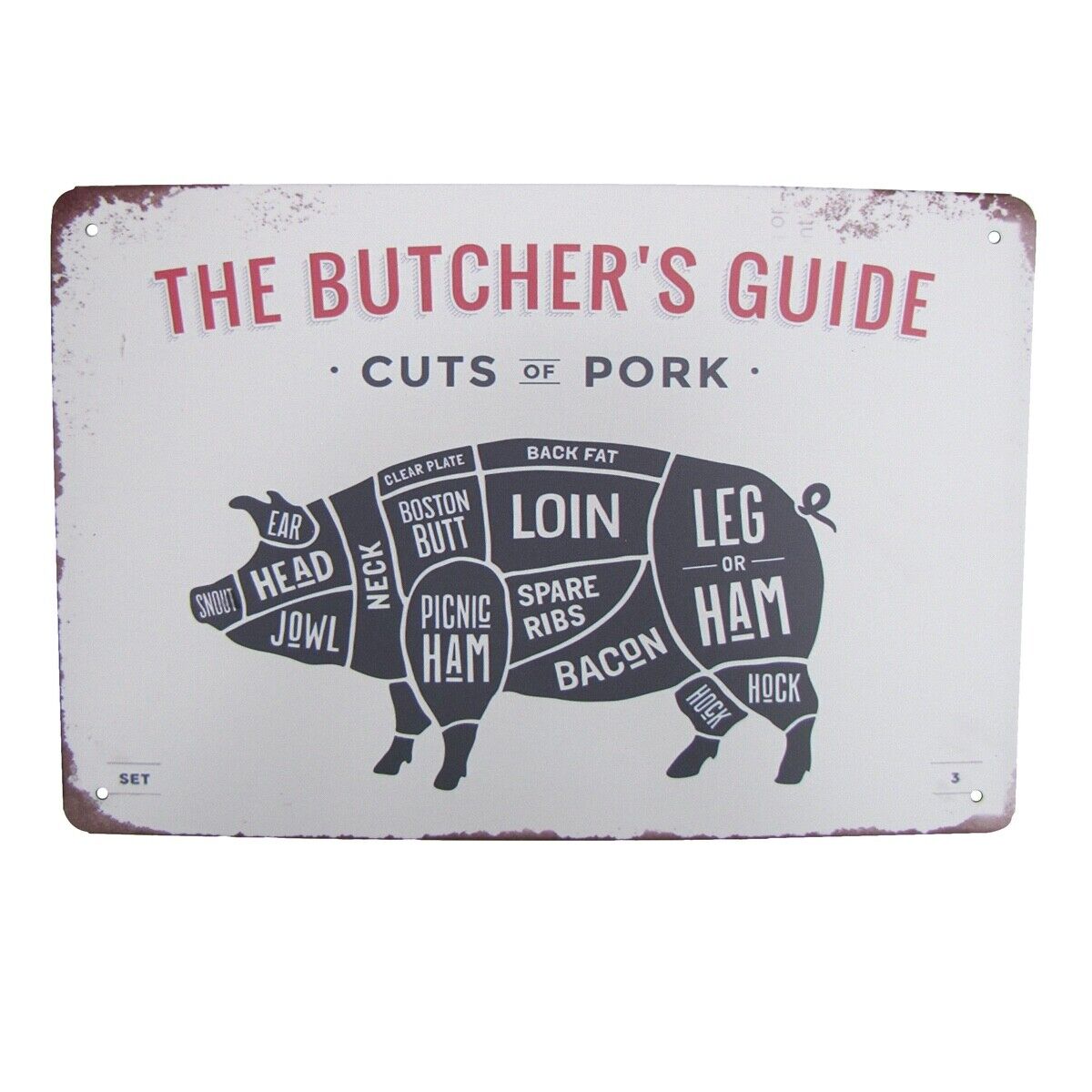 Retro Metal Cuts Pork Butcher Guide Wall Sign Man Cave Bar Pub Restaurant Decor