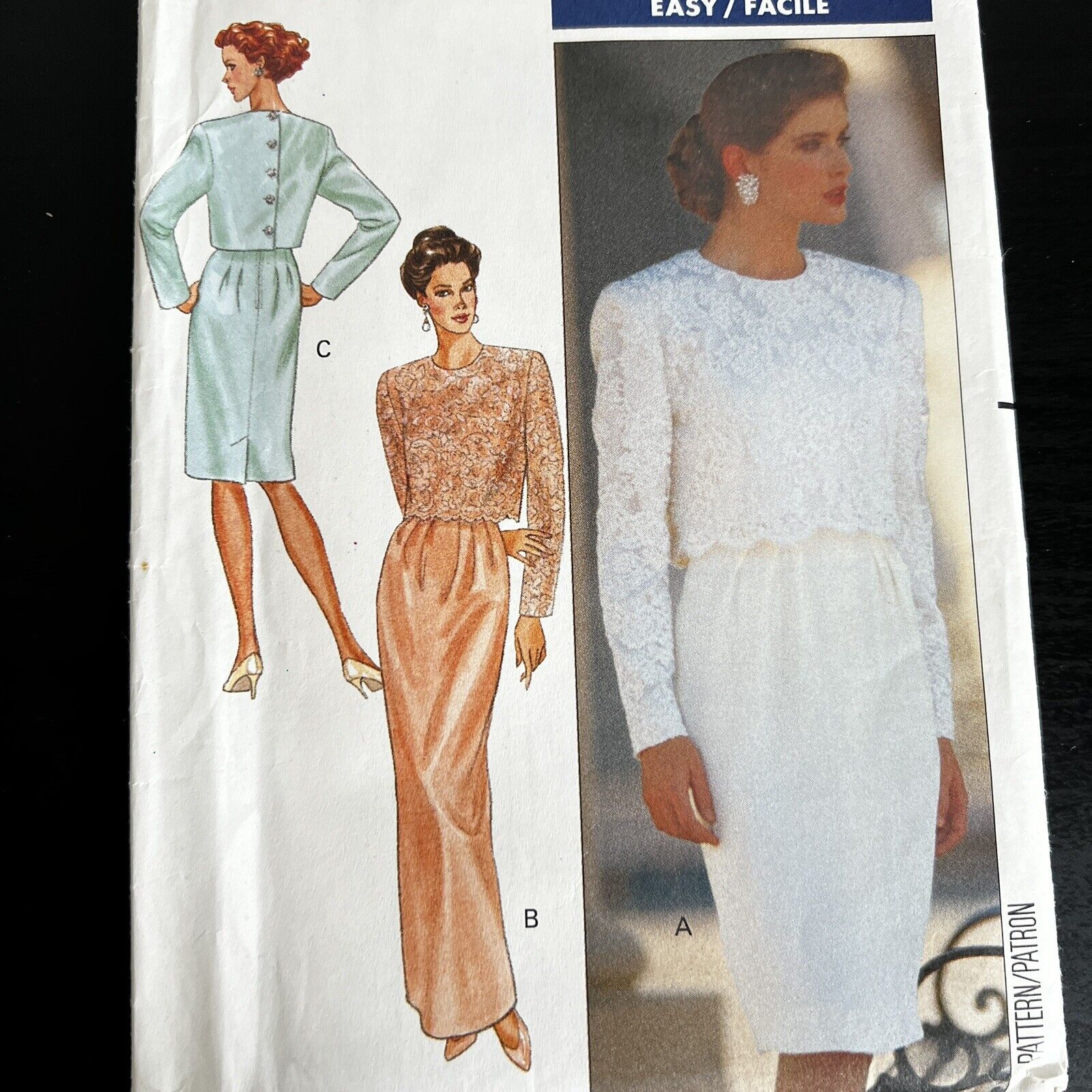Vintage 1990s Butterick 4627 Back Button Top + Dress Sewing Pattern 6 8 10 CUT
