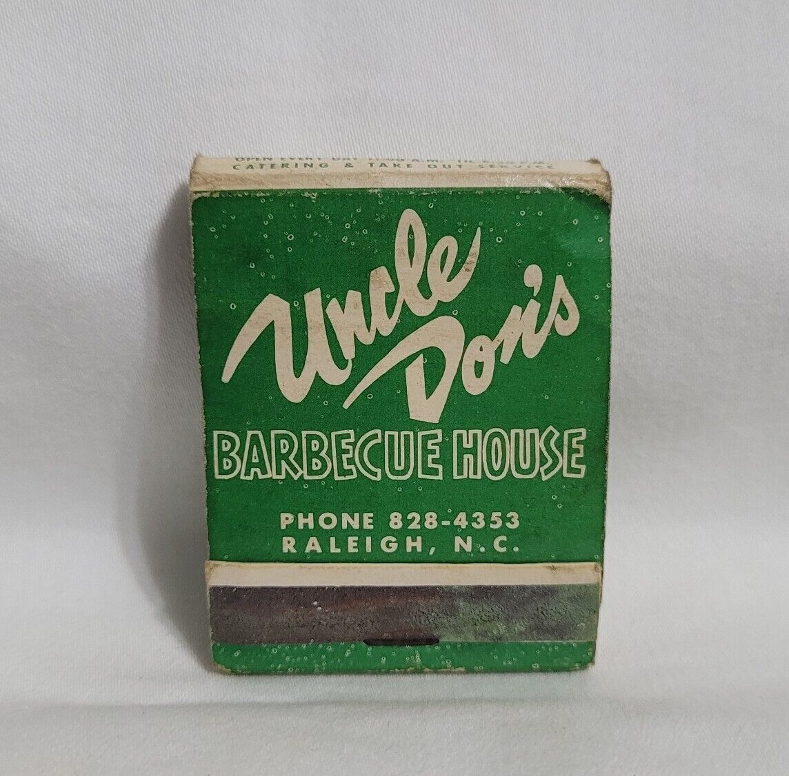 Vintage Uncle Don\'s Barbecue House Restaurant Matchbook Raleigh NC Advertising