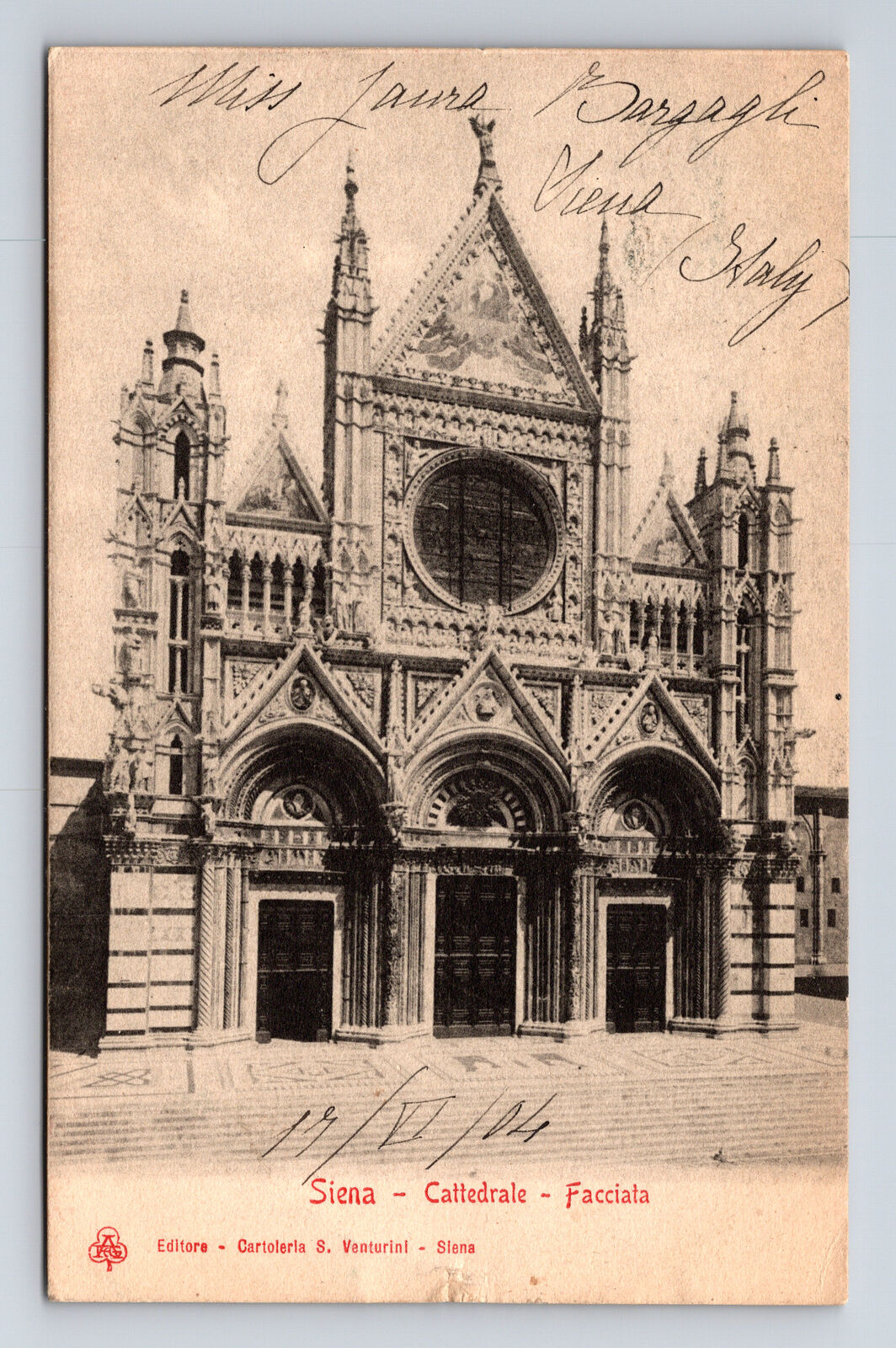 c1904 Cathedral Facciata Siena Italy UDB Postcard