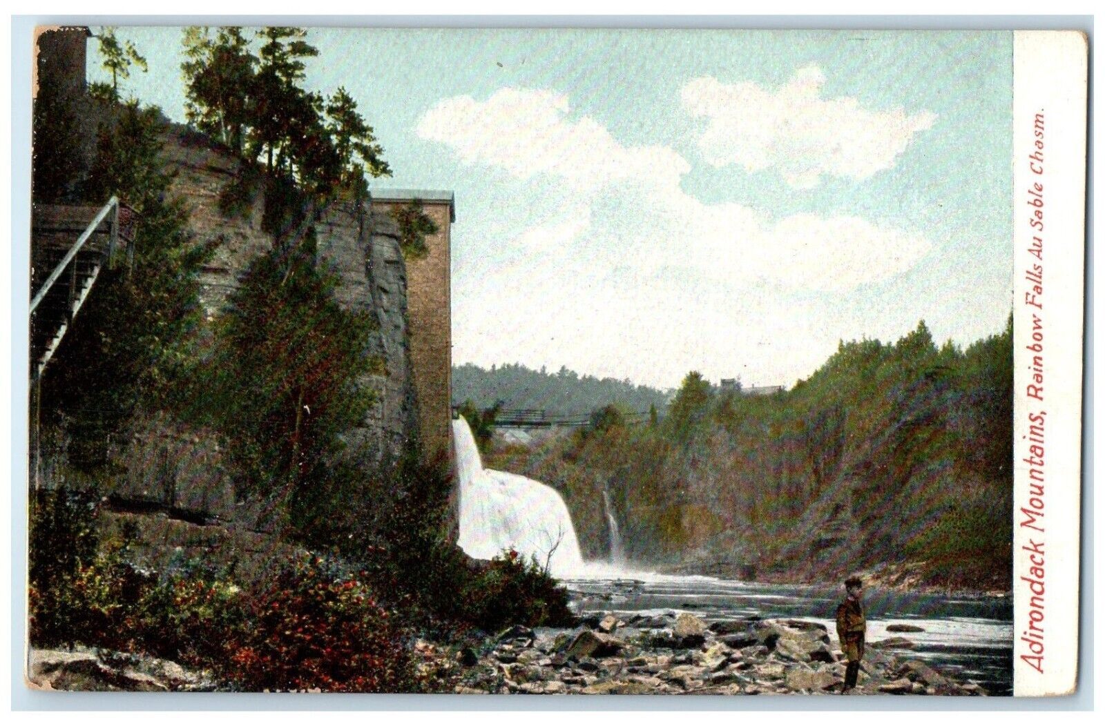 1905 Rainbow Falls Au Sable Chasm Adirondack Mountains New York Vintage Postcard