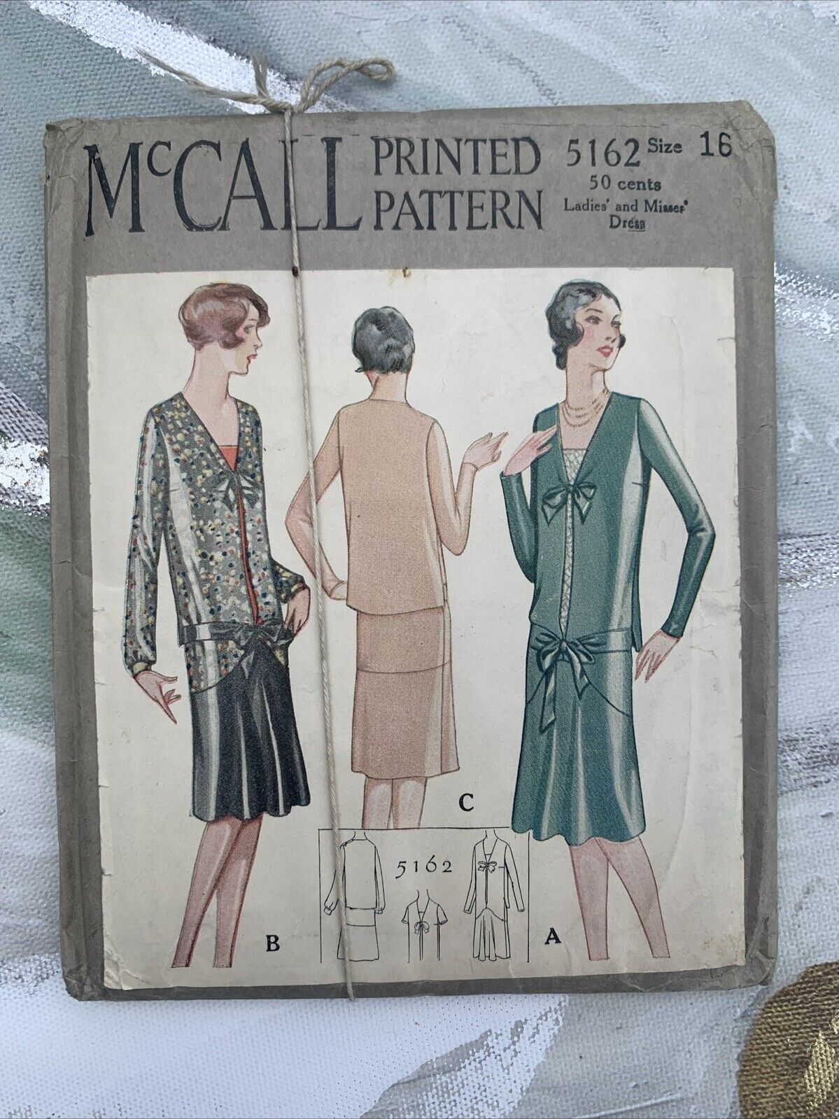 Early 1900 Mccall Antique Sewing Pattern 5162 Drop Waist Dress Pattern 