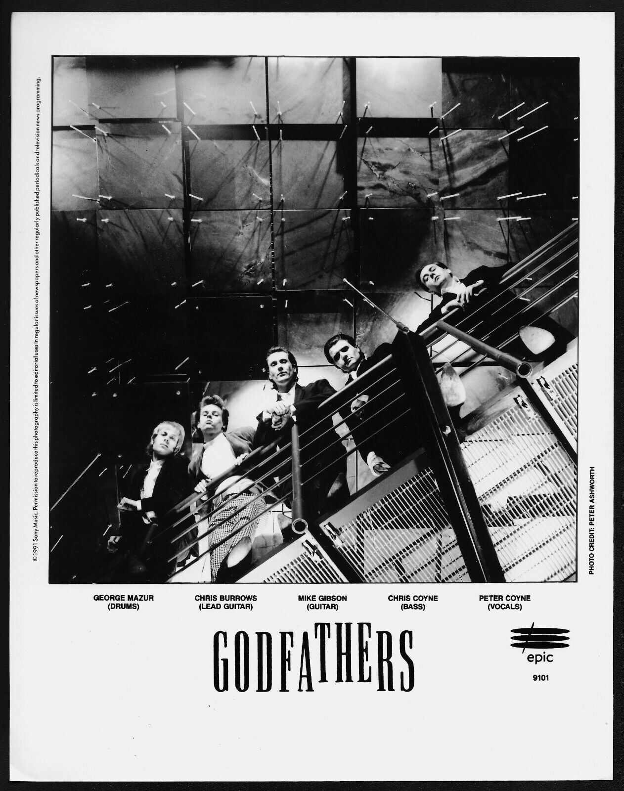 Godfathers Original 1990s Epic Records Promo Photo UK Rock Alt-Rock Band