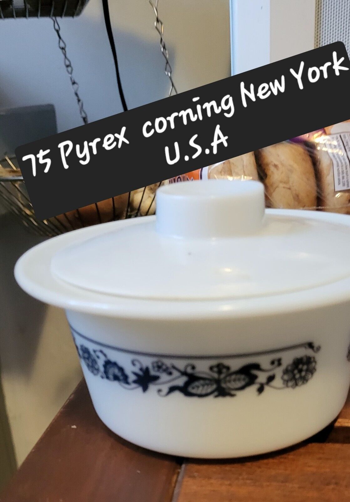 Pyrex Corelle Old Town Blue Butter Tub Margarine Container Bowl LID Vintage