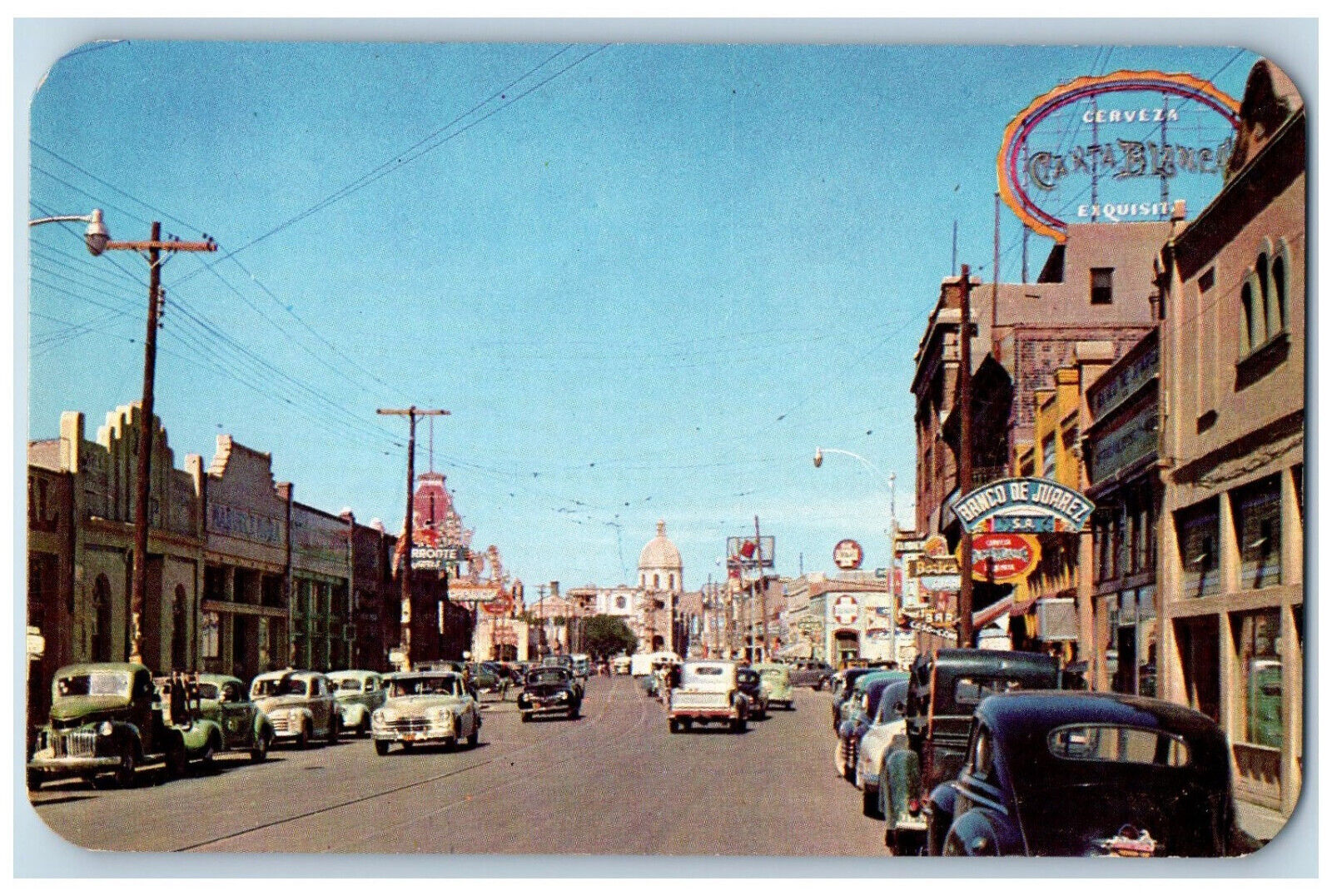 Ciudad Juarez Chihuahua Mexico Postcard Sixteenth of September Street c1960's