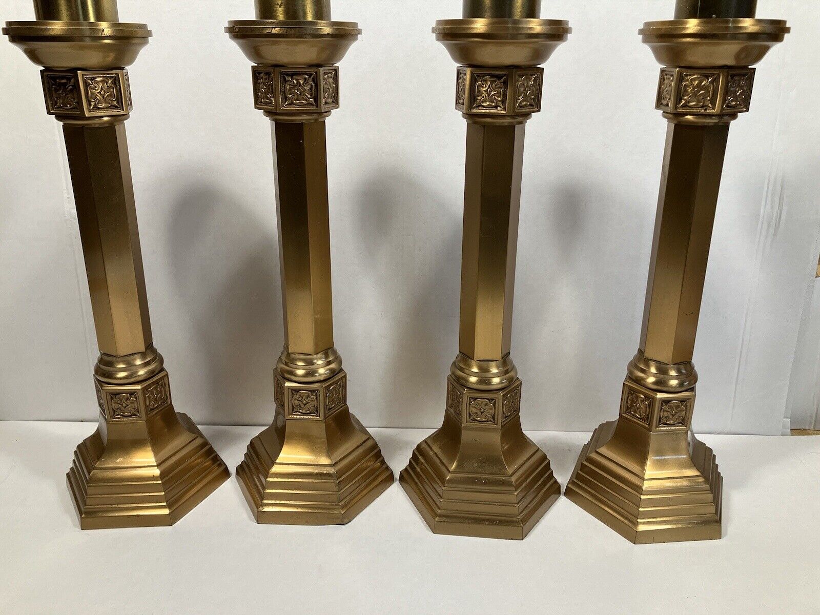 (6) Large Vtg Bronze Church Altar Candle Stick Holders 18”H