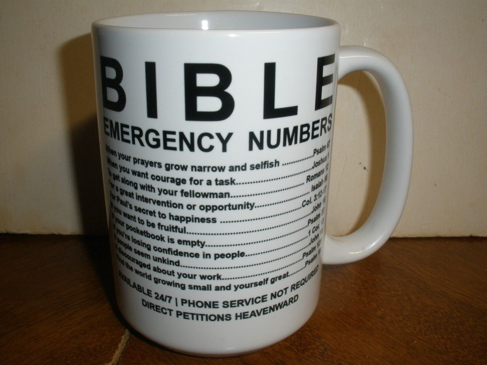 Bible Emergency Numbers Mug  4.5\
