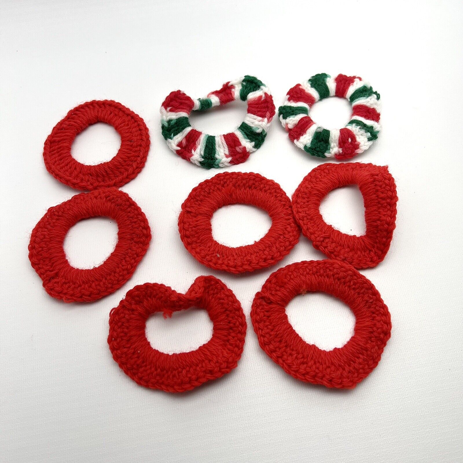 vintage crochet christmas candle rings lot of 8