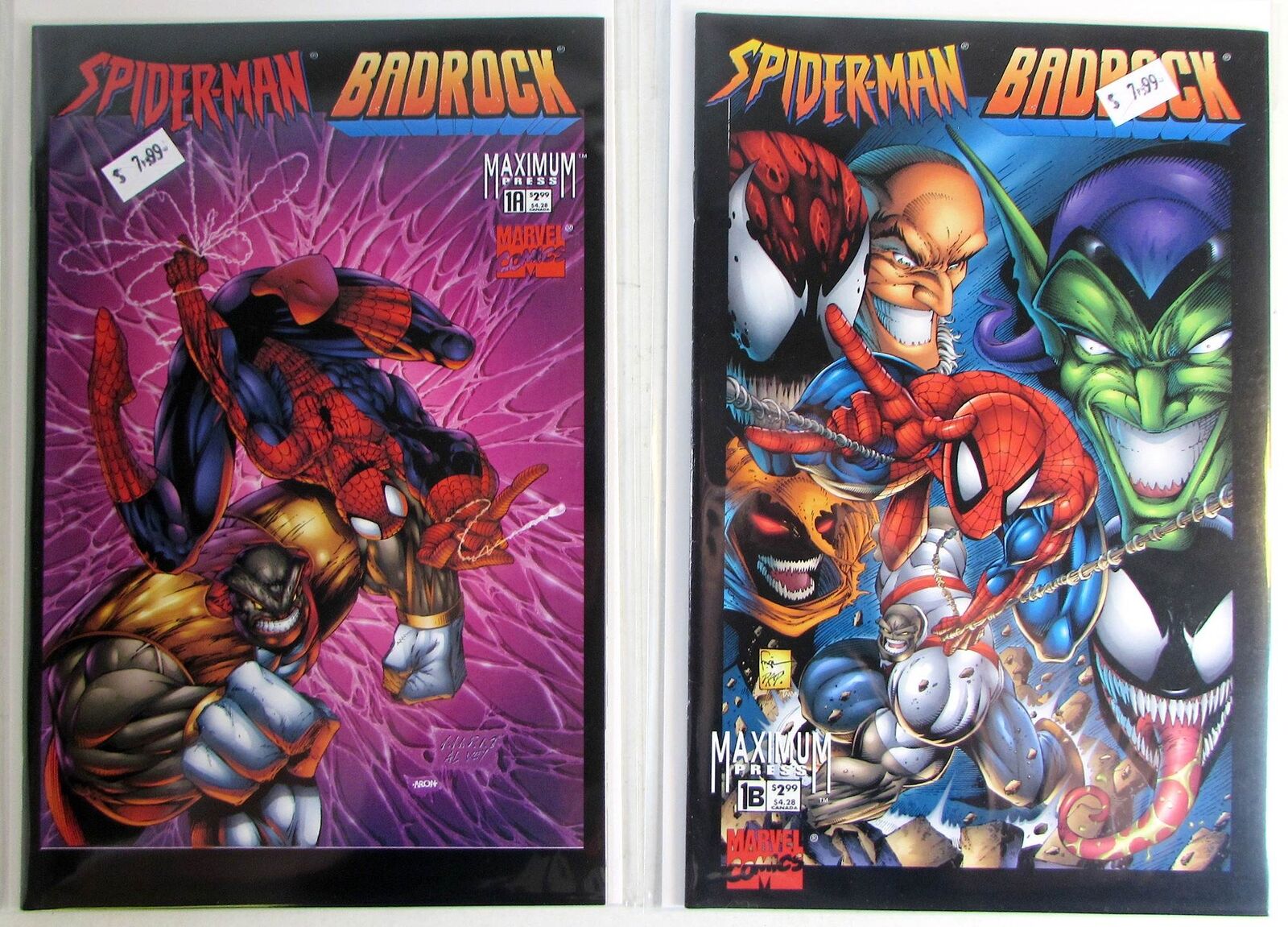 Spider-Man Badrock Lot of 2 #1a,1b Marvel (1997) Maximum Press 1st Print Comics