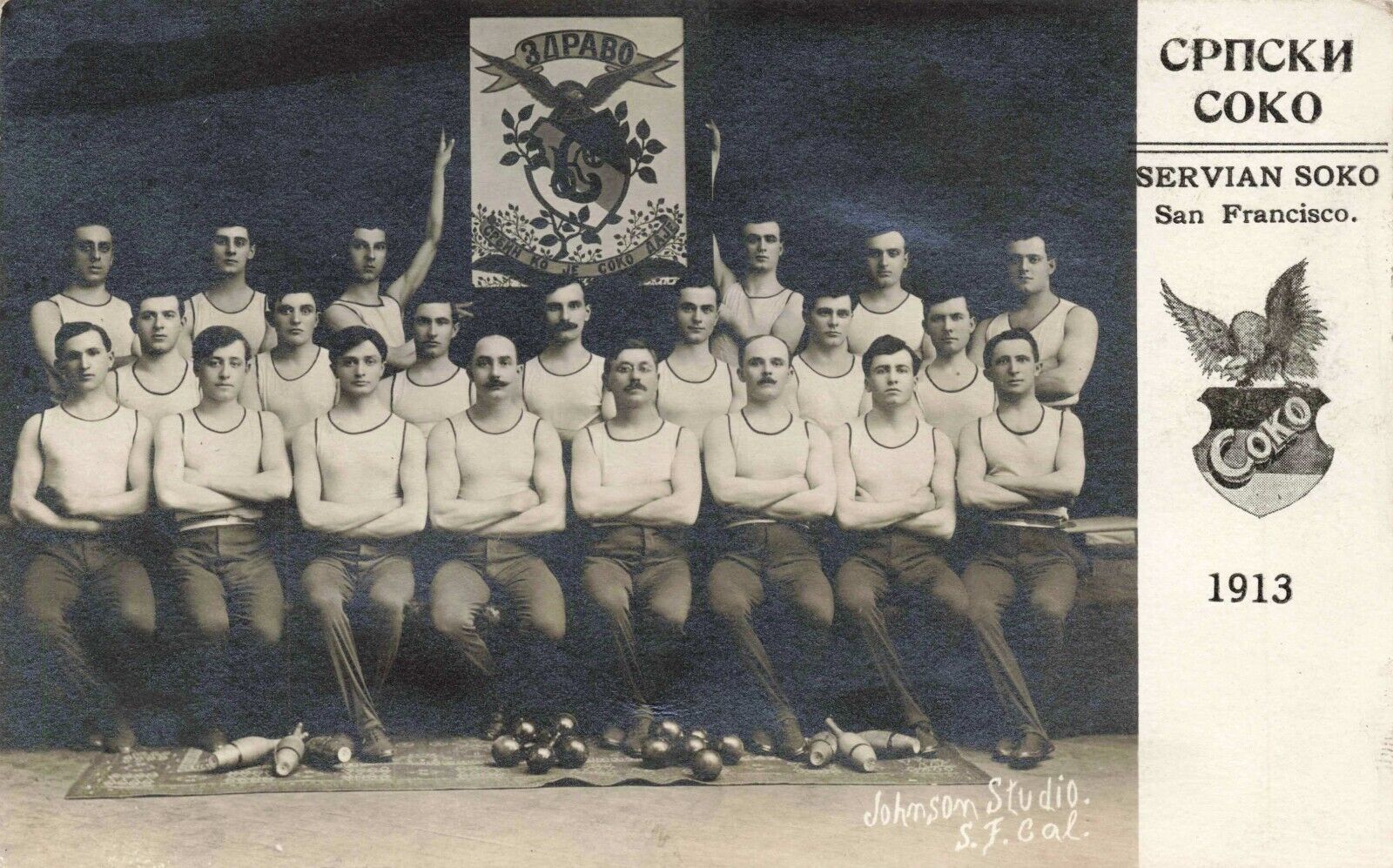A View Of The Team, Servian Soko, San Francisco, California CA RPPC 1913