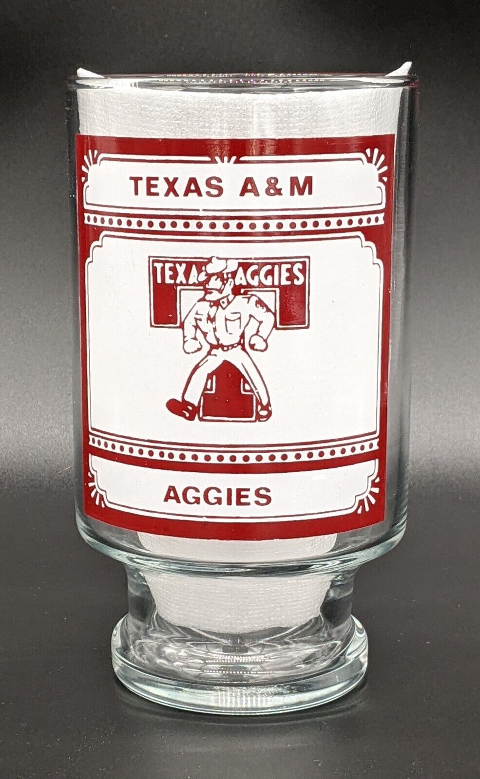 Vintage Texas Aggies Glass Large A & M Gig 'Em College University Ol Sarge