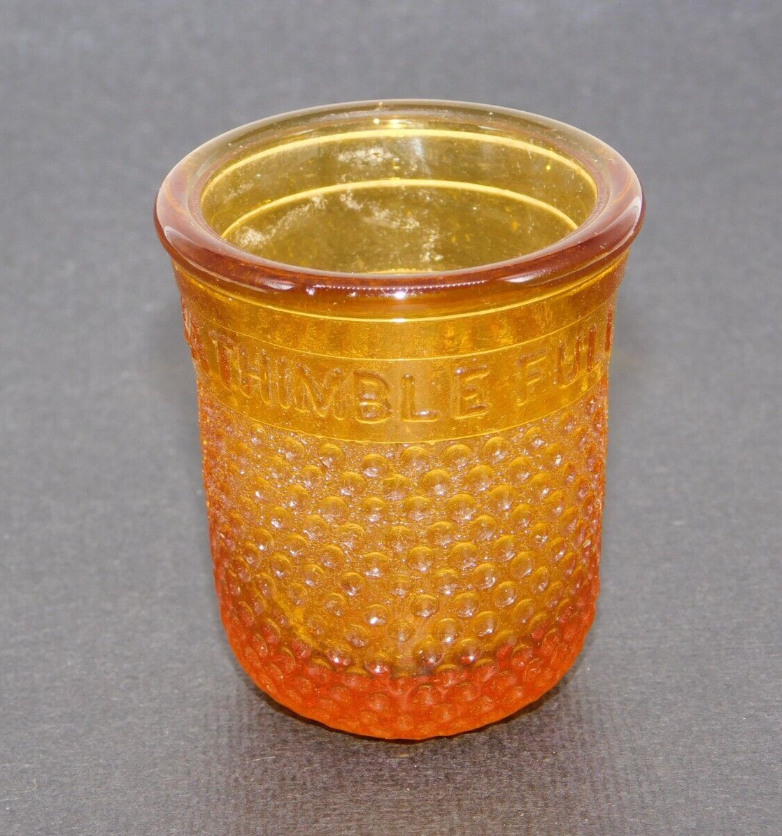 Vintage Sewing Collectible Amber Tone Glass \