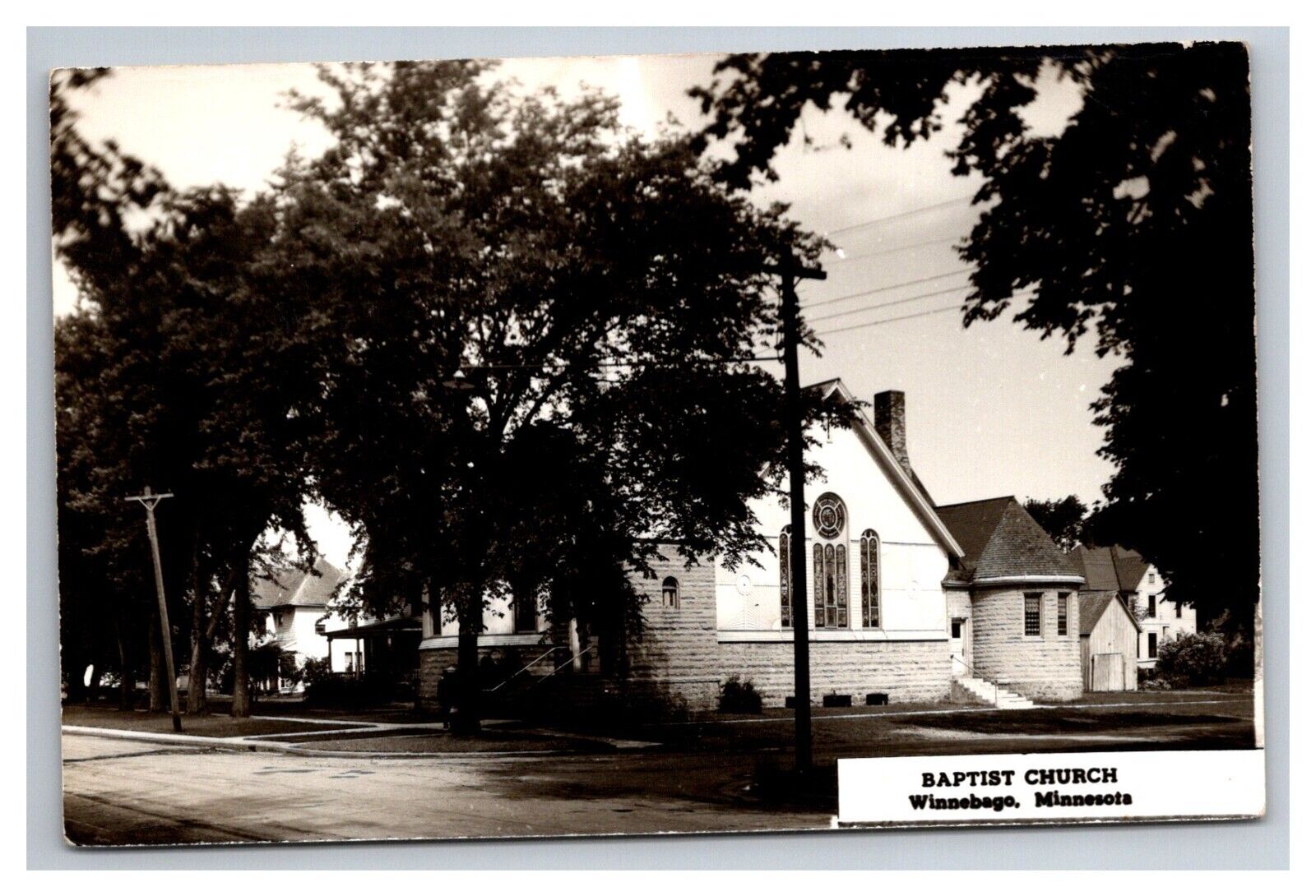 Postcard Winnebago Minnesota Baptist Church RPPC
