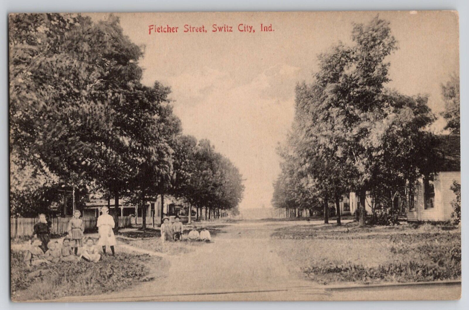Fletcher Street Switz City IN Green County RARE Postcard c 1910's Grant Fairplay