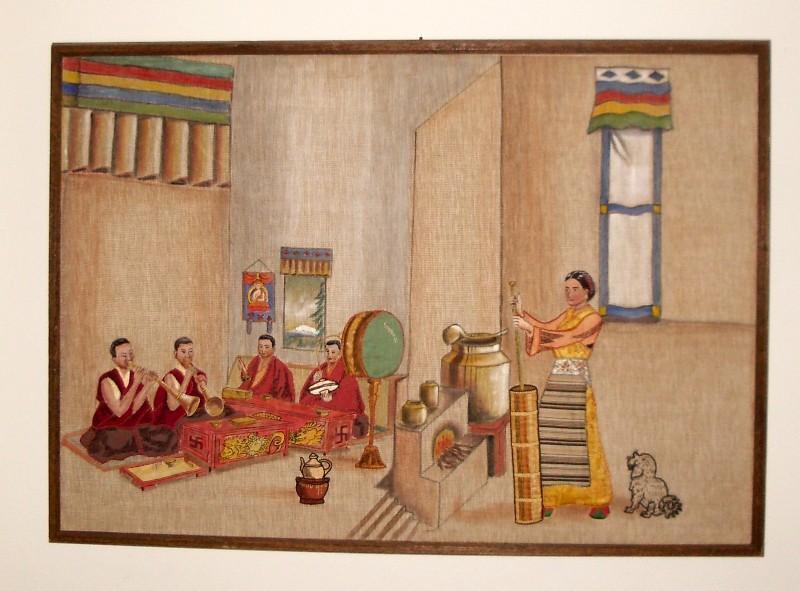 Tibetan Refugee Painting 1950, Kalimpong, India, Important Early Painting, Tibet