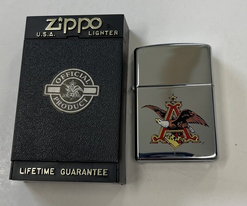 ZIPPO 1995 ANHEUSER BUSCH POLISHED CHROME LIGHTER SEALED IN BOX 43S