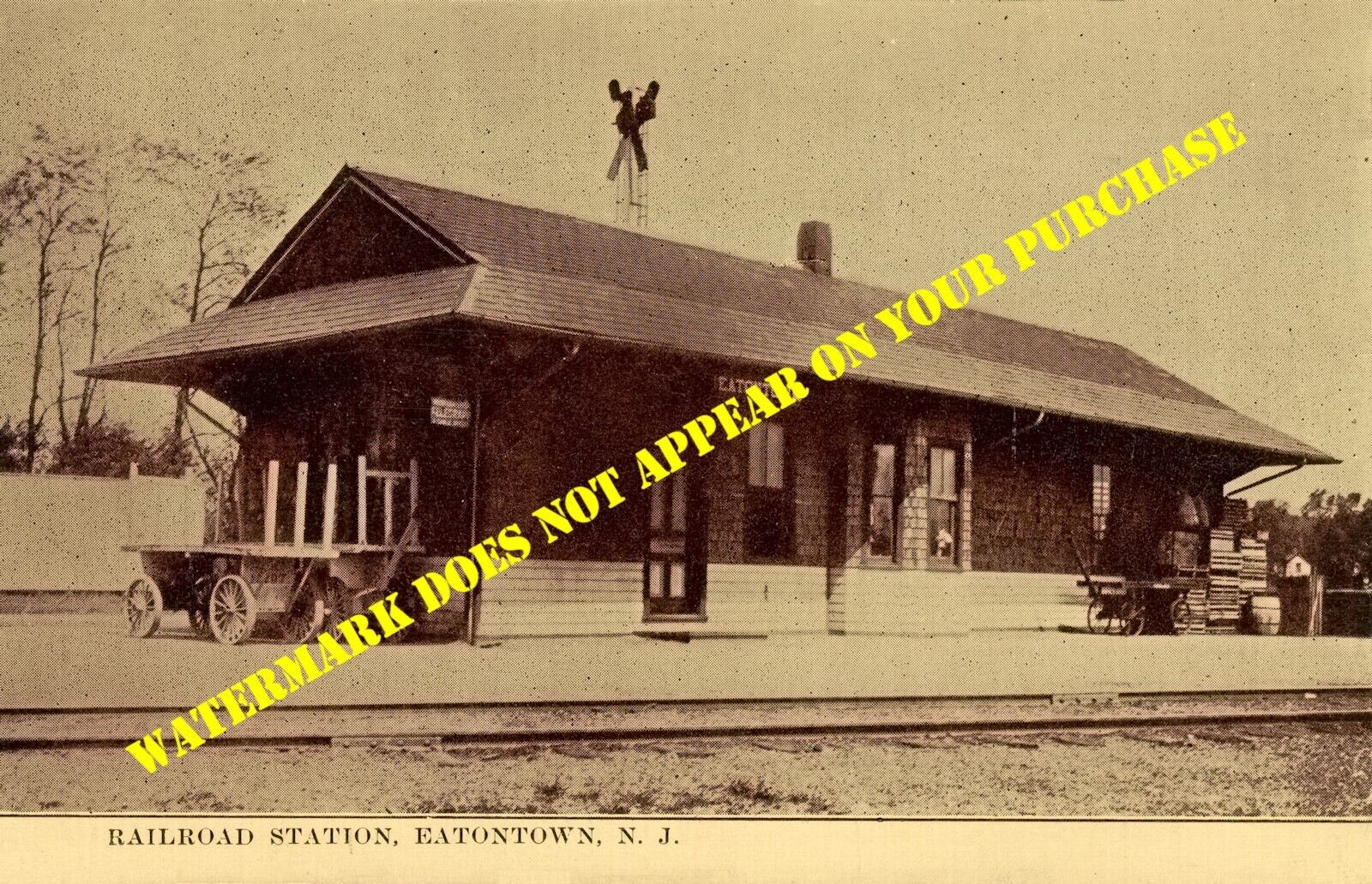 Central Railroad of New Jersey Eatontown NJ station REPRODUCTION from postcard