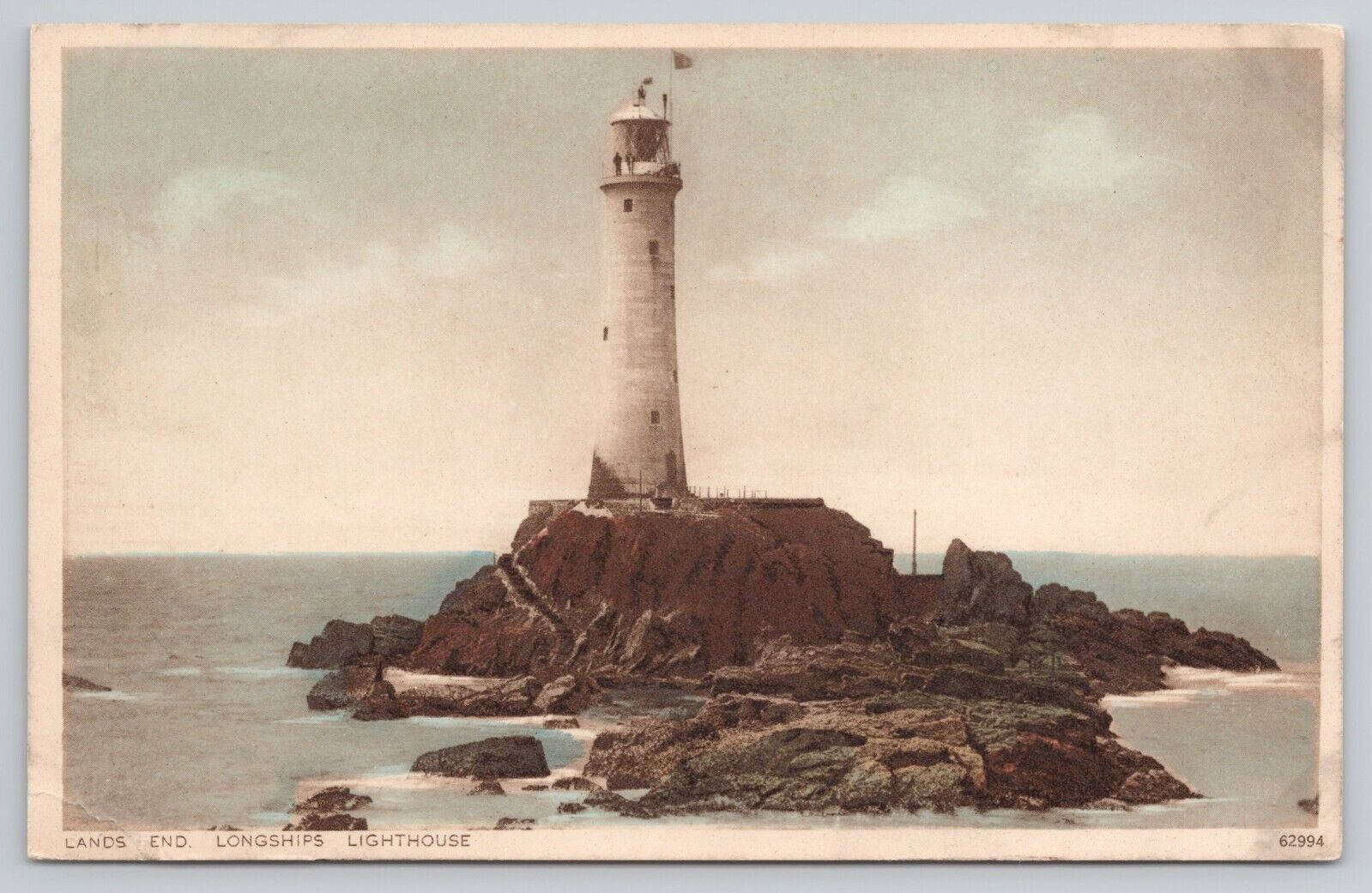 Postcard Lands End Longships Lighthouse The First & Last House Cornwall England