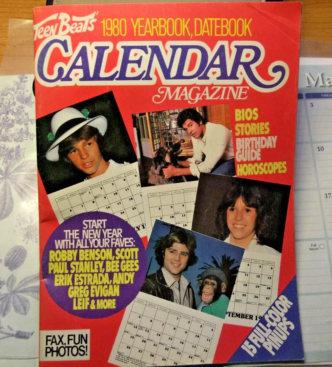 Rare Vintage 1980 Teen Beat's Calendar Magazine Yearbook Datebook Unused Great