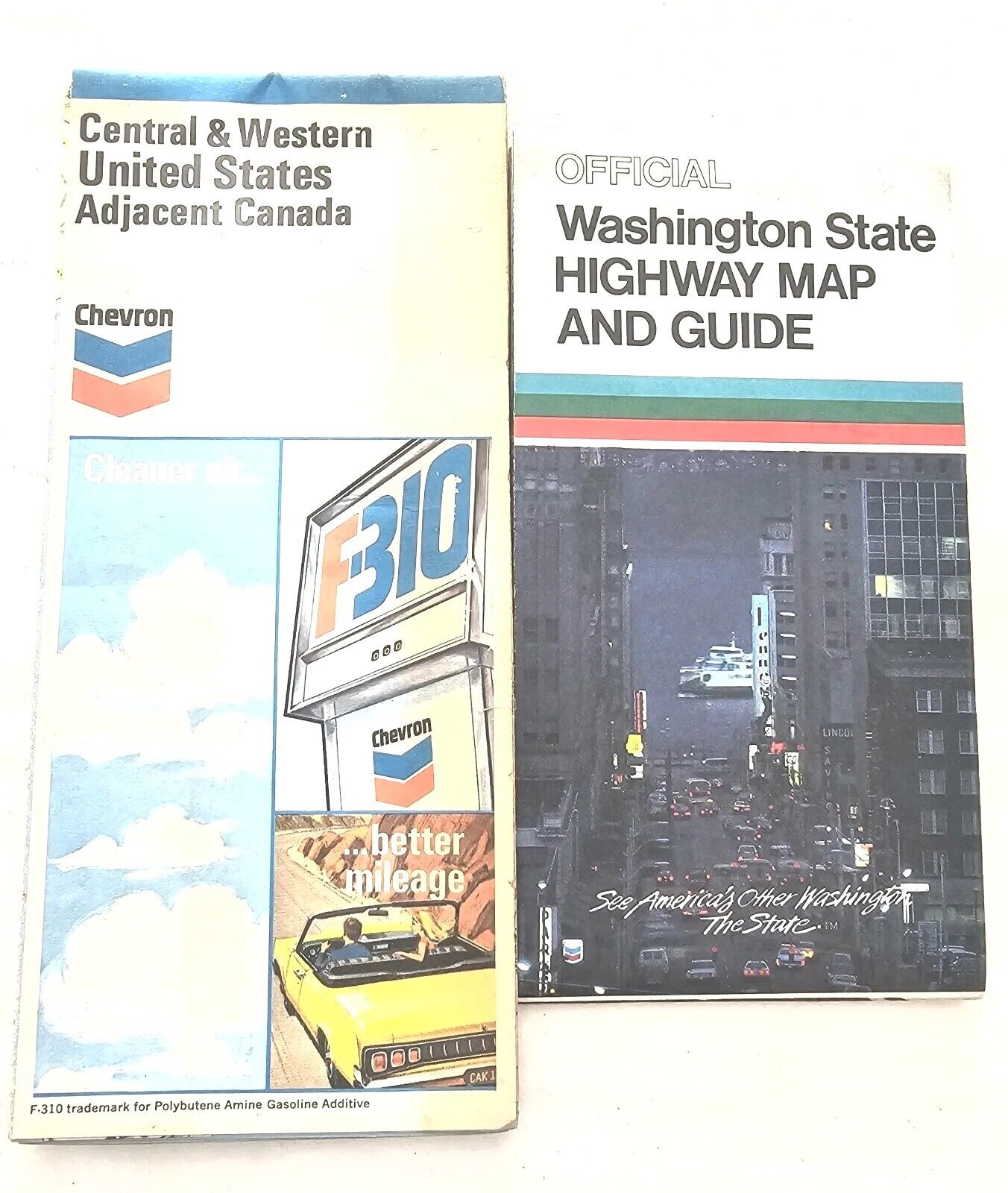2 Vintage US Road Maps Washington State Hwy, 1971 Central Western Chevron