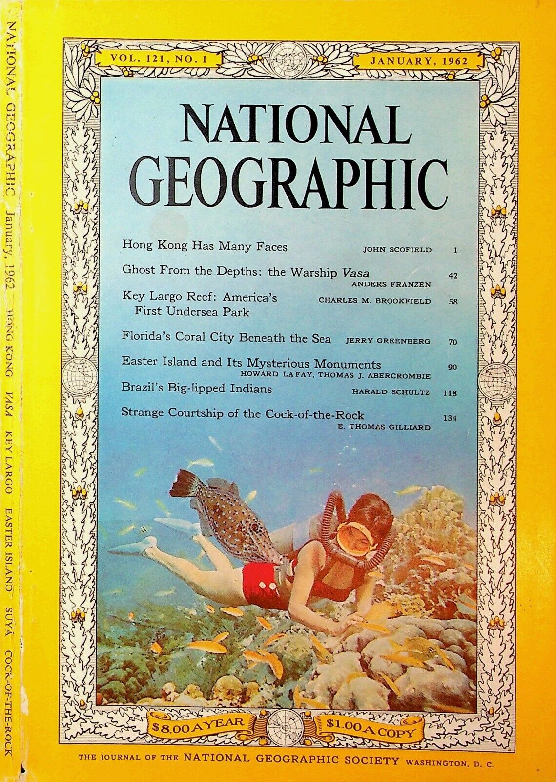Original 1962 National Geographic Magazine Cover: Scuba Diving