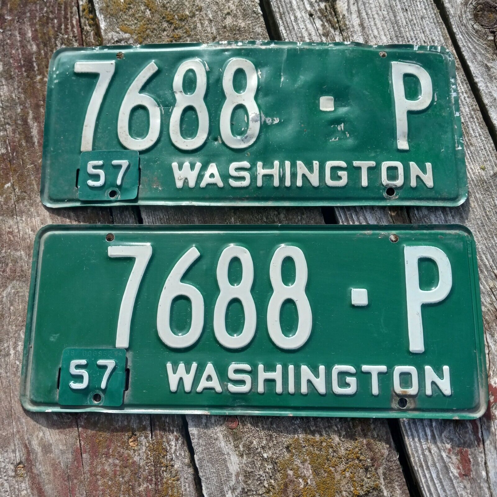PAIR 1957 Washington License Plates - \
