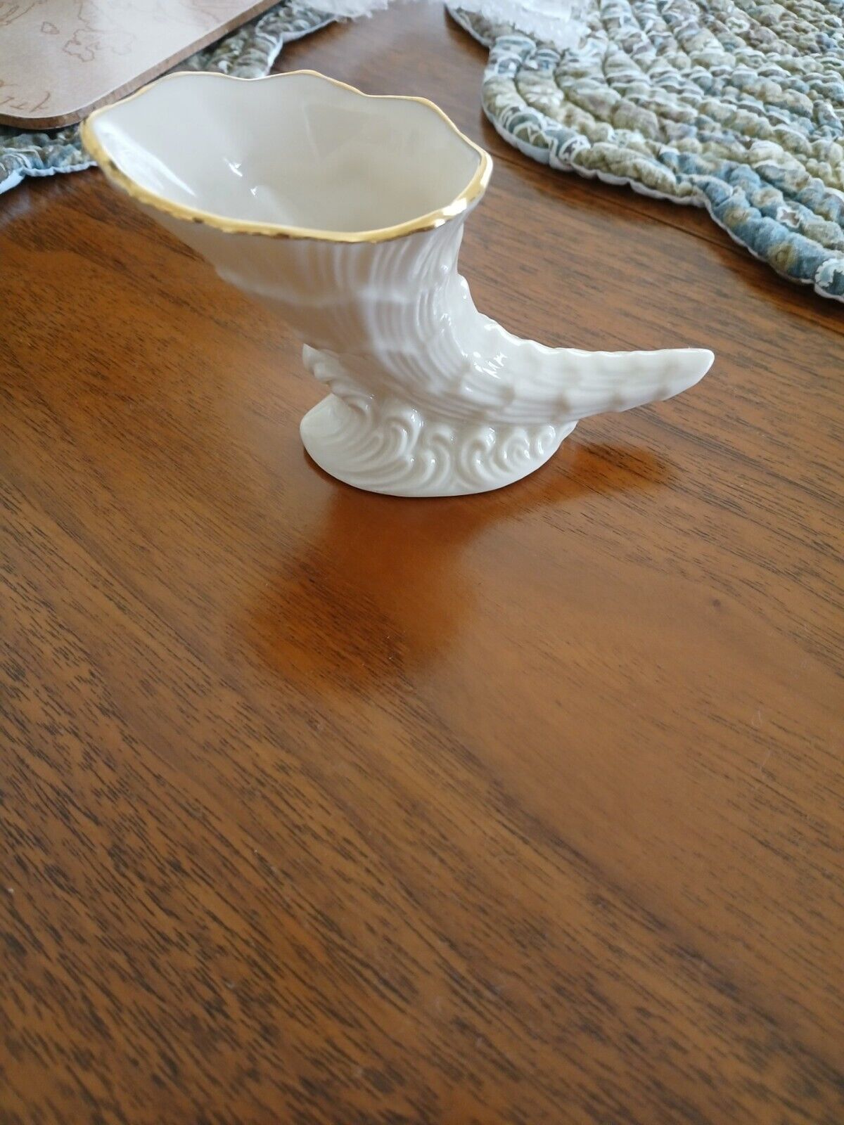 Lenox Cornucopia Horn Miniature Bud Vase Gold Trim