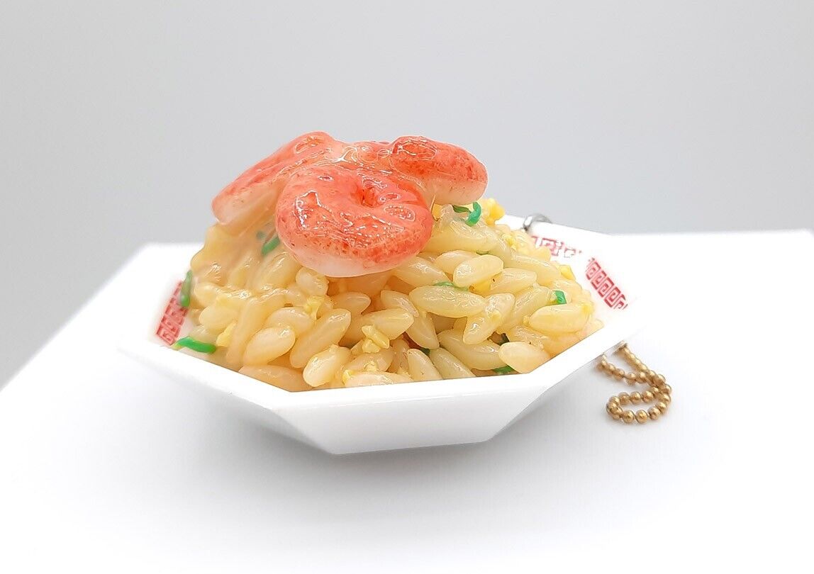 Japanese shrimp rice miniature food dish keychain toy 2\
