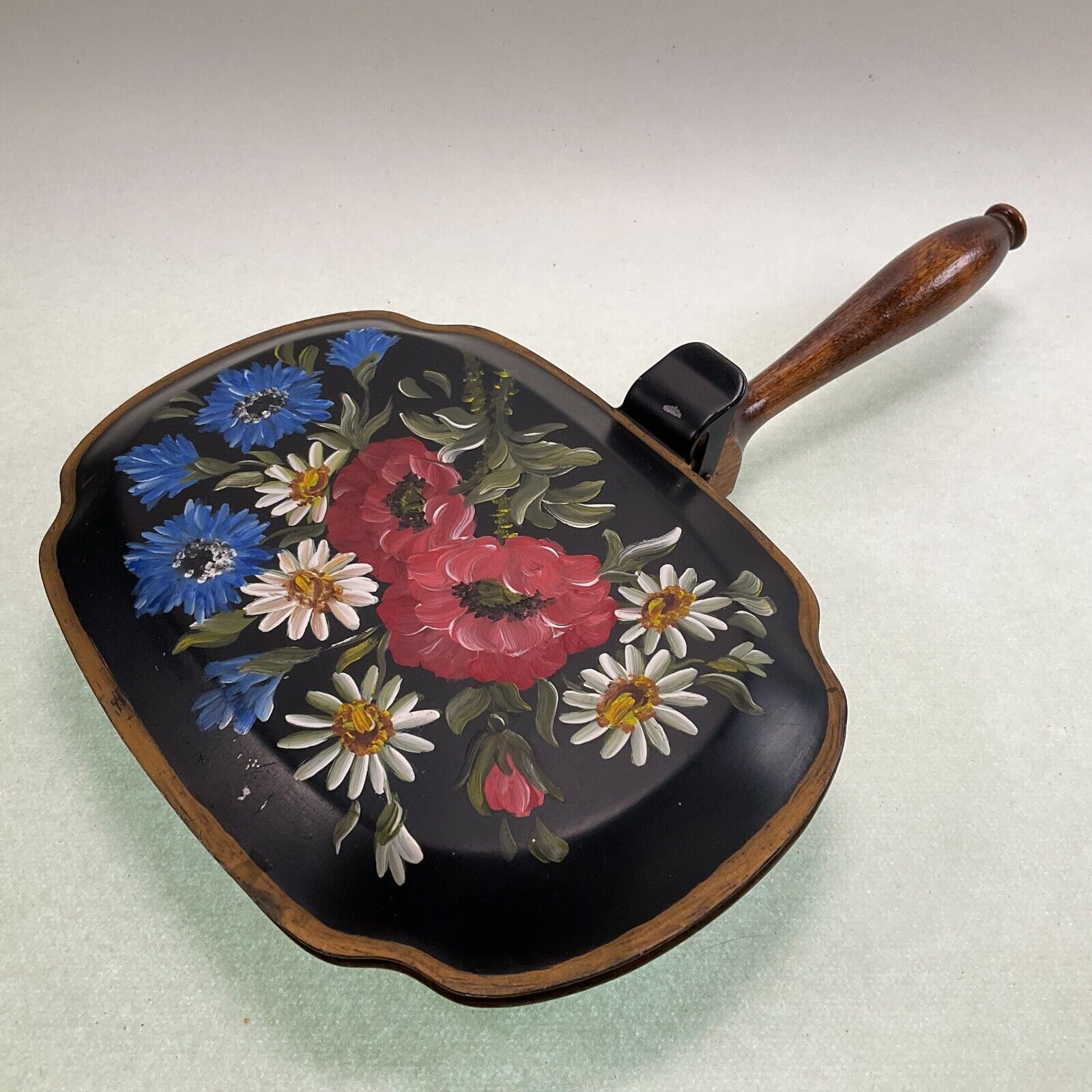 Hand-Painted Tole Silent Butler - Bright Flowers
