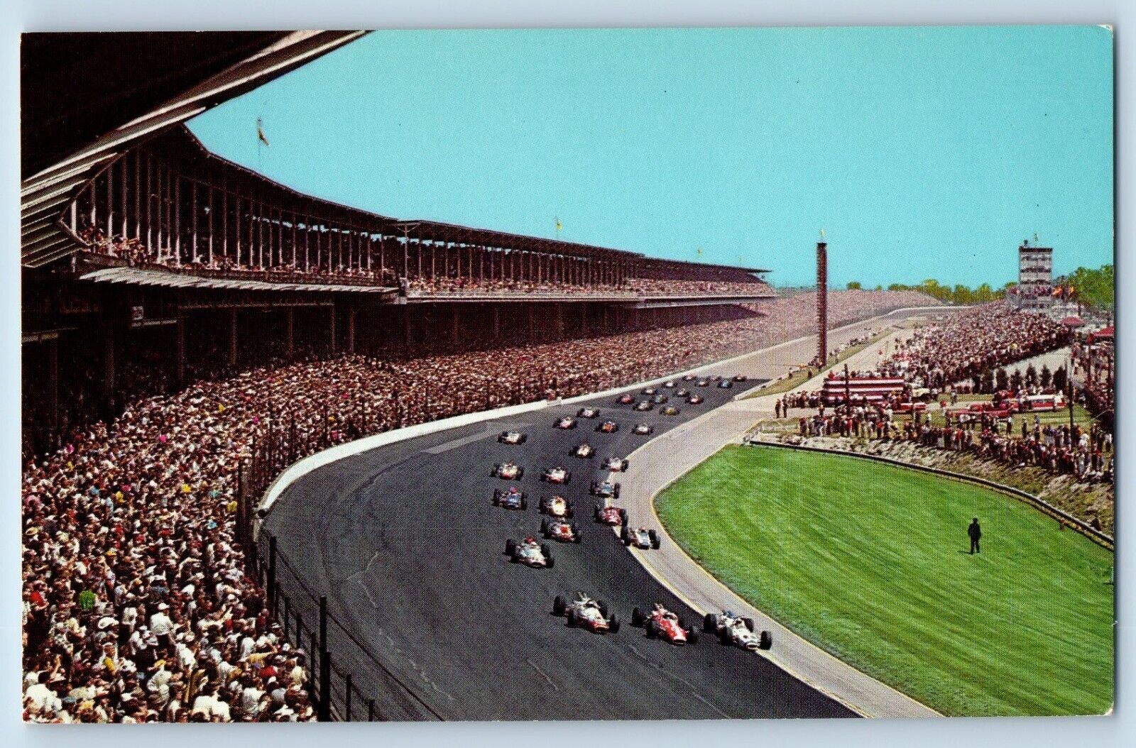 Indianapolis Indiana Postcard Mile Race Memorial Day Race c1966 Vintage Antique