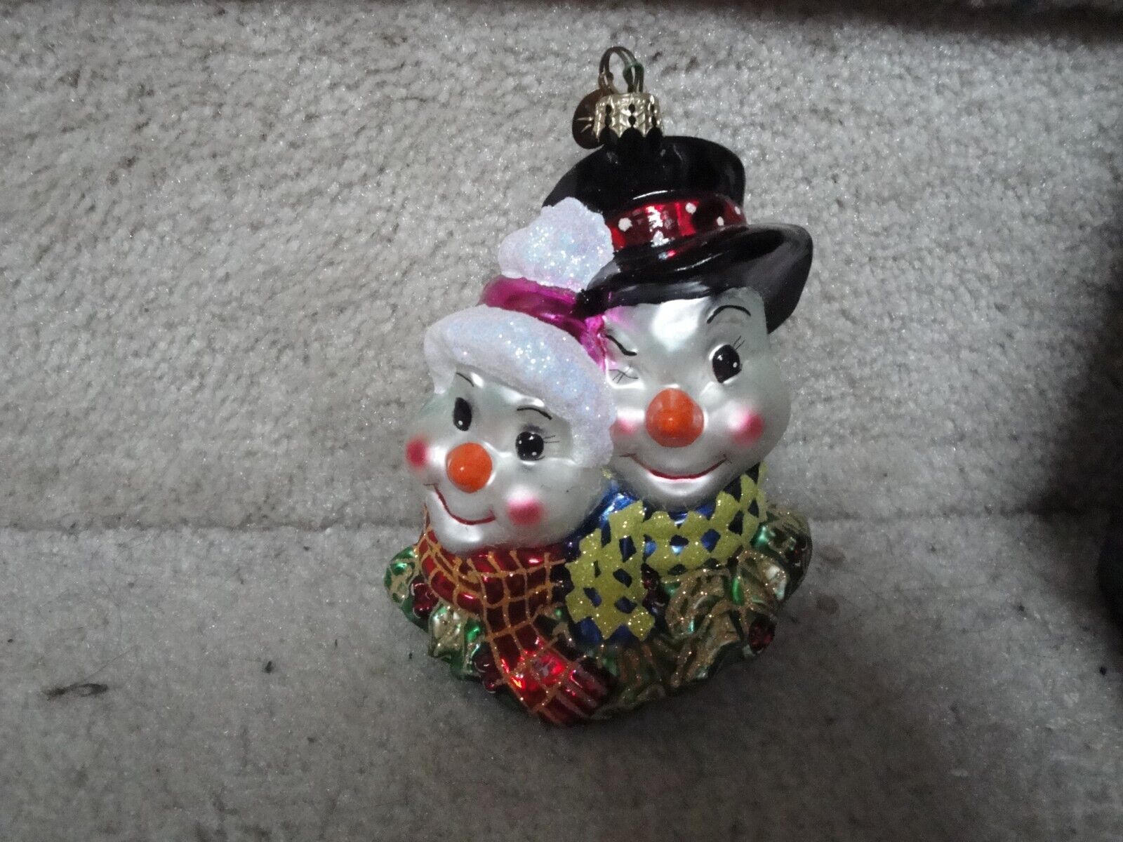In A Box Christopher Radko Clown Couple Snow Love Like Ours Glass Ornament  