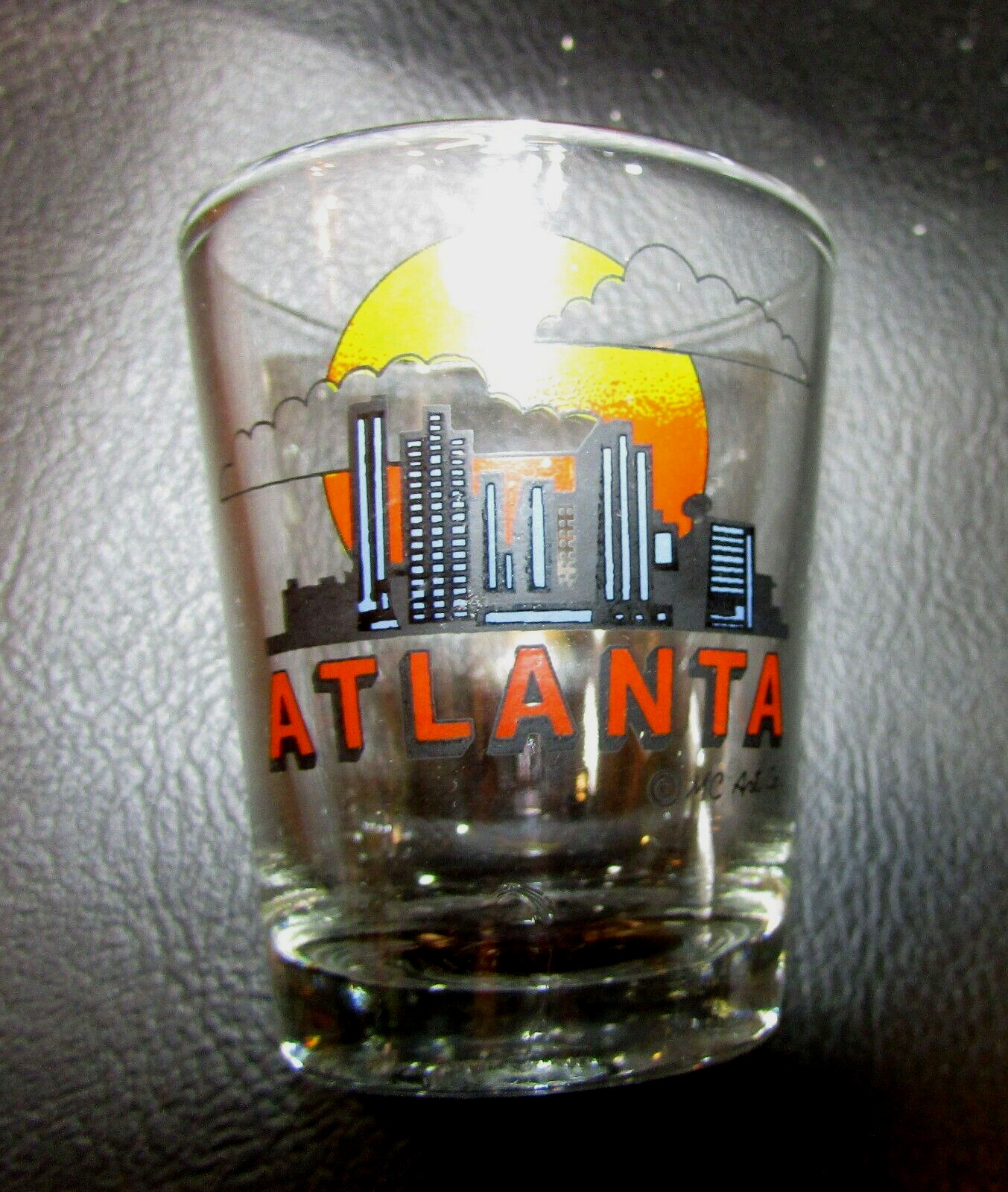 Vintage 1980\'s Atlanta GA Skyline Sunset Georgia Souvenir Bar Liquor Shot Glass
